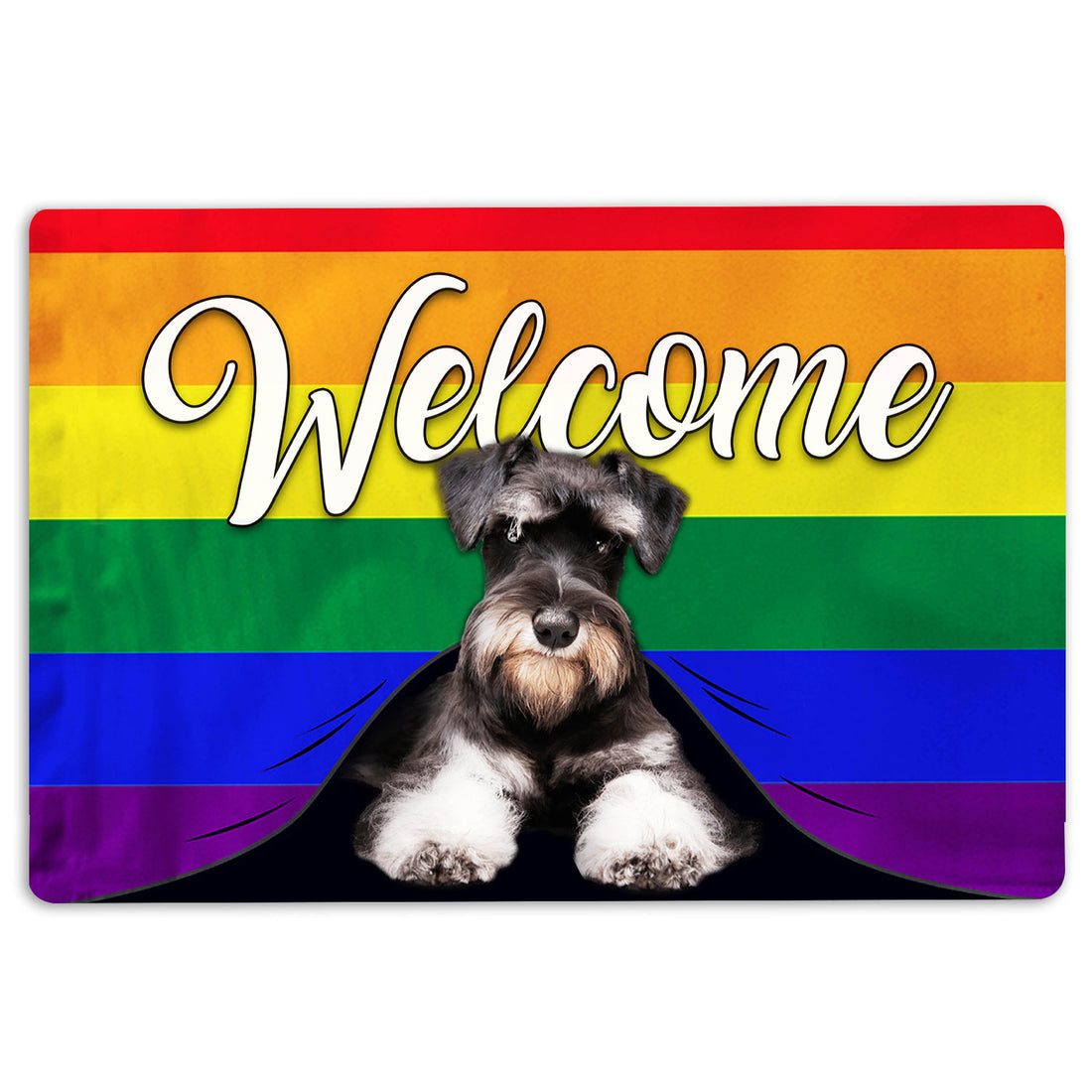 Ohaprints-Doormat-Outdoor-Indoor-Lgbt-Miniature-Schnauzer-Dog-Welcome-Pride-Rainbow-Flag-Rubber-Door-Mat-107-18'' x 30''