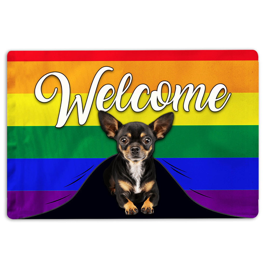 Ohaprints-Doormat-Outdoor-Indoor-Lgbt-Chihuahua-Dog-Welcome-Pride-Rainbow-Flag-Rubber-Door-Mat-117-18'' x 30''