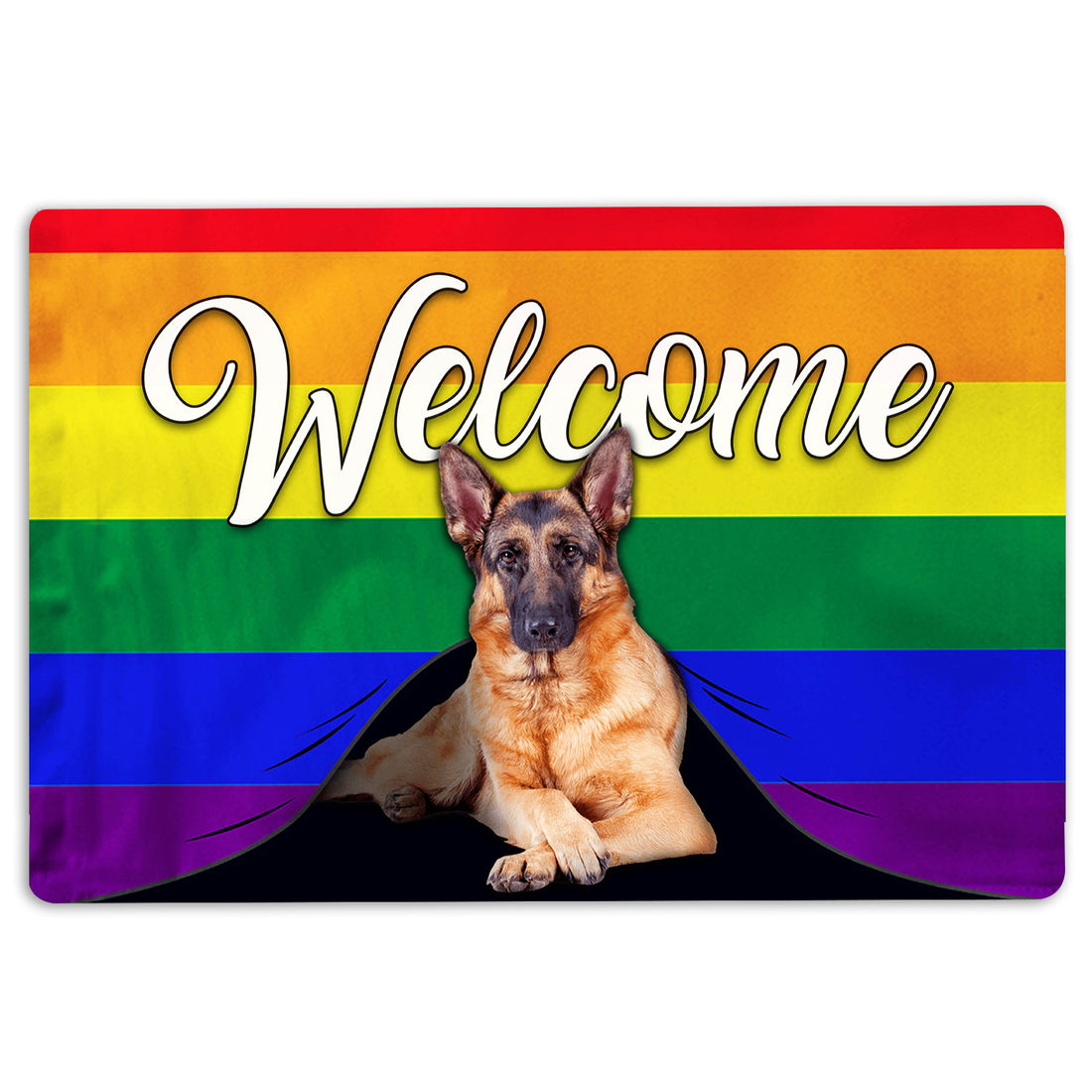 Ohaprints-Doormat-Outdoor-Indoor-Lgbt-German-Shepherd-Dog-Welcome-Pride-Rainbow-Flag-Rubber-Door-Mat-124-18'' x 30''