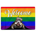 Ohaprints-Doormat-Outdoor-Indoor-Lgbt-Pitbull-Dog-Welcome-Pride-Rainbow-Flag-Rubber-Door-Mat-127-18'' x 30''