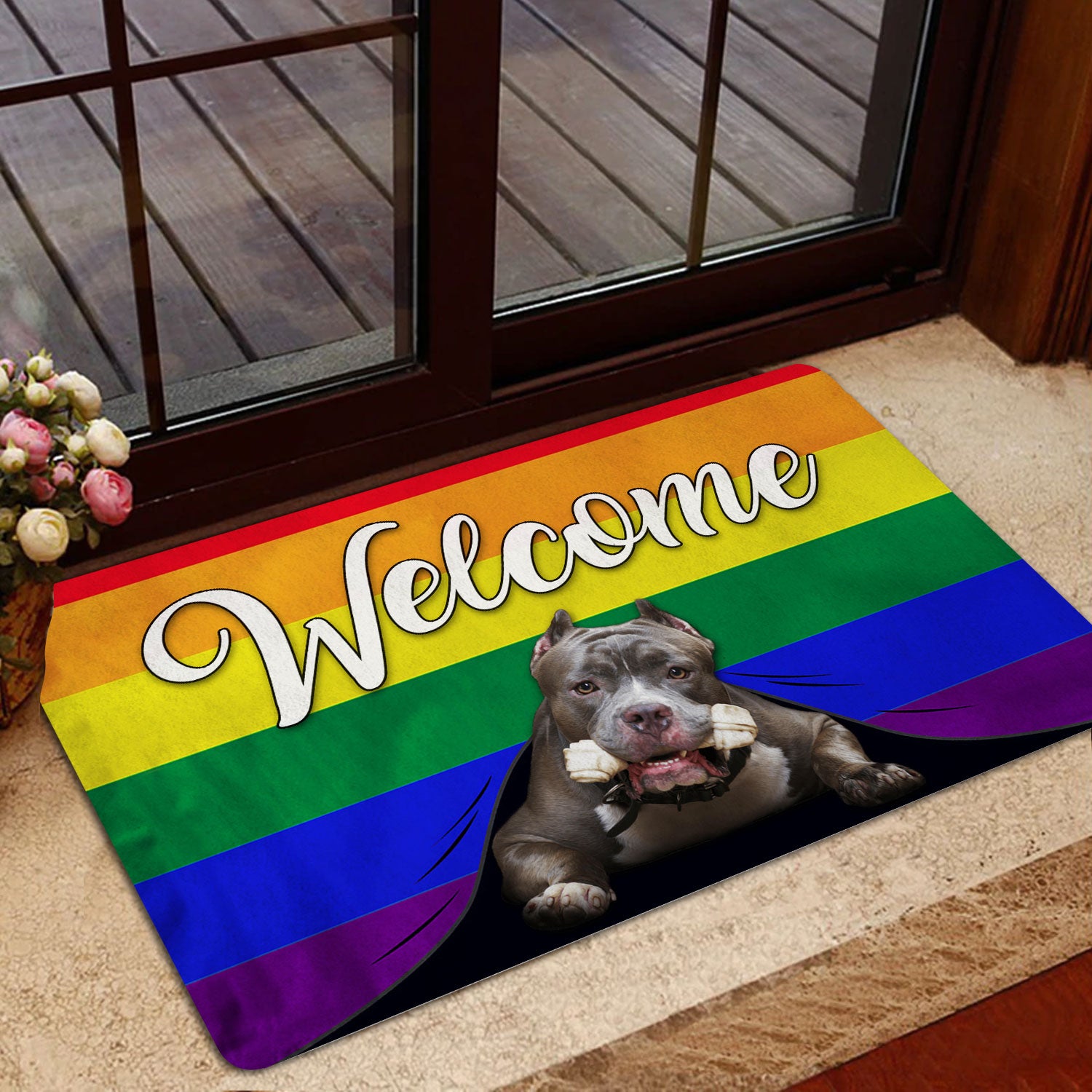 Ohaprints-Doormat-Outdoor-Indoor-Lgbt-Pitbull-Dog-Welcome-Pride-Rainbow-Flag-Rubber-Door-Mat-127-