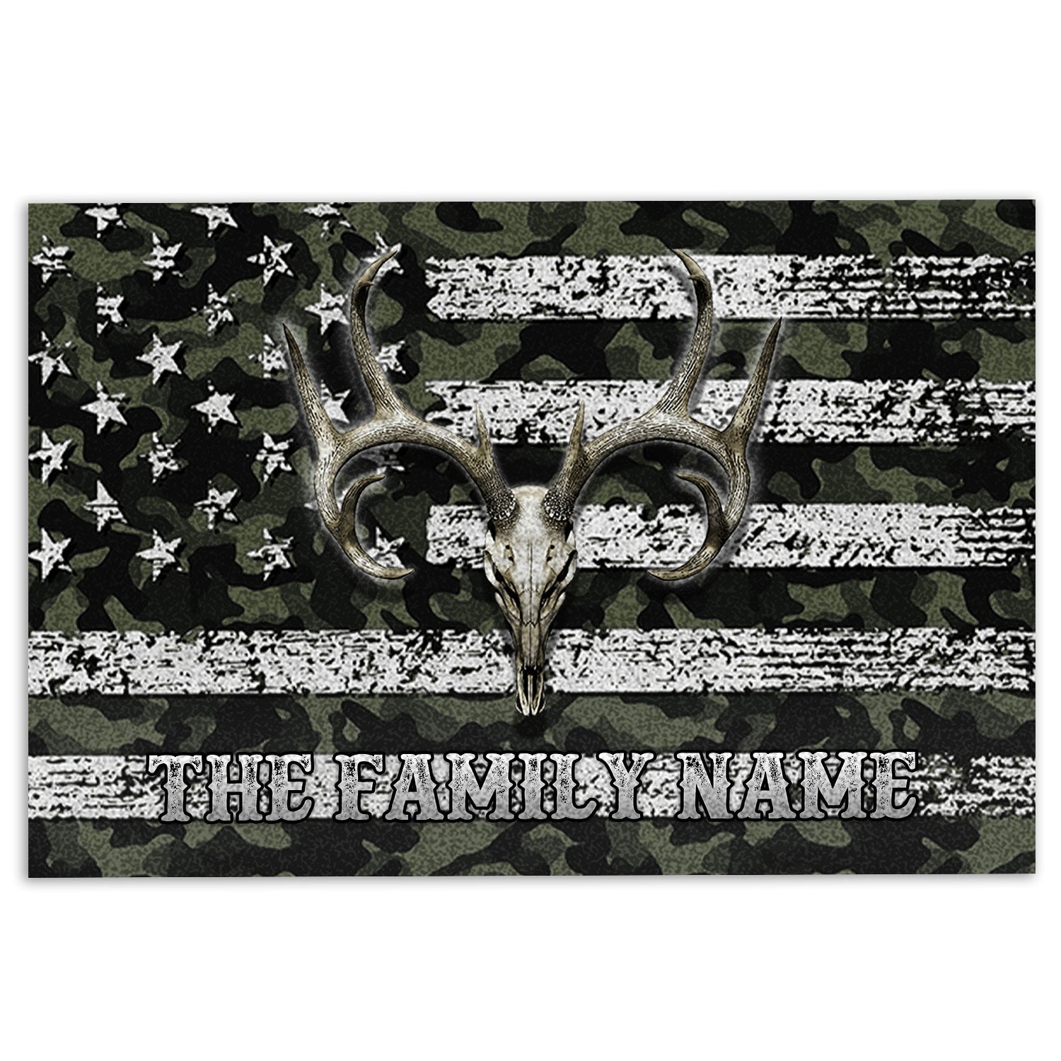 Ohaprints-Doormat-Outdoor-Indoor-Deer-Hunting-Deer-Skull-Camo-Camouflage-Custom-Personalized-Name-Rubber-Door-Mat-1197-18'' x 30''