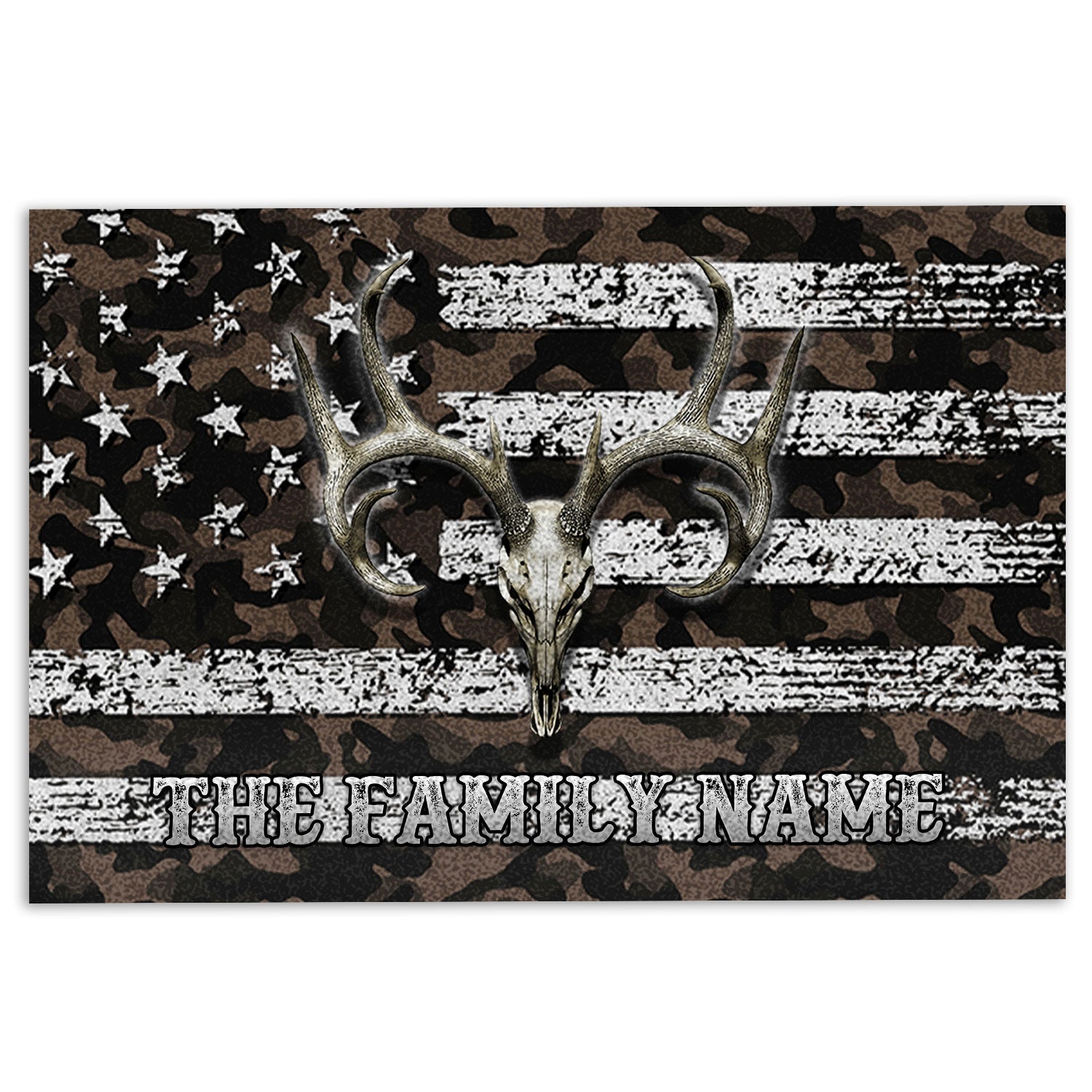 Ohaprints-Doormat-Outdoor-Indoor-Deer-Hunting-Brown-Camo-Camouflage-Custom-Personalized-Name-Rubber-Door-Mat-1198-18'' x 30''