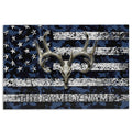 Ohaprints-Doormat-Outdoor-Indoor-Deer-Hunting-Skull-Blue-Camo-Camouflage-Custom-Personalized-Name-Rubber-Door-Mat-1201-18'' x 30''