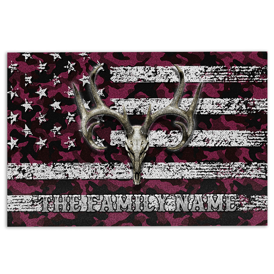 Ohaprints-Doormat-Outdoor-Indoor-Deer-Hunting-Skull-Pink-Camo-Camouflage-Custom-Personalized-Name-Rubber-Door-Mat-1202-18'' x 30''