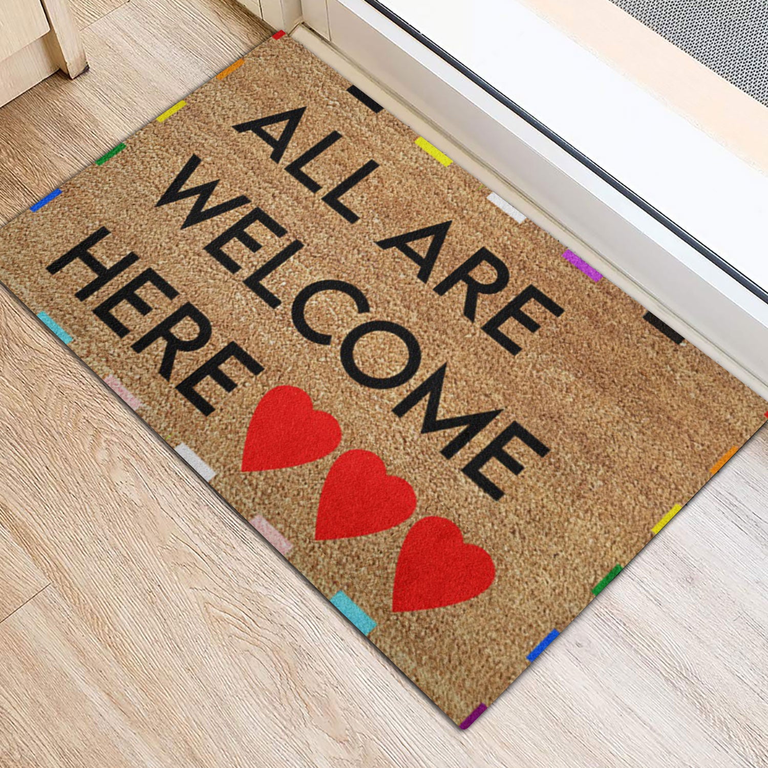 Ohaprints-Doormat-Outdoor-Indoor-Lgbt-Lgbtq-All-Are-Welcome-Here-Pride-Supports-Rubber-Door-Mat-1203-