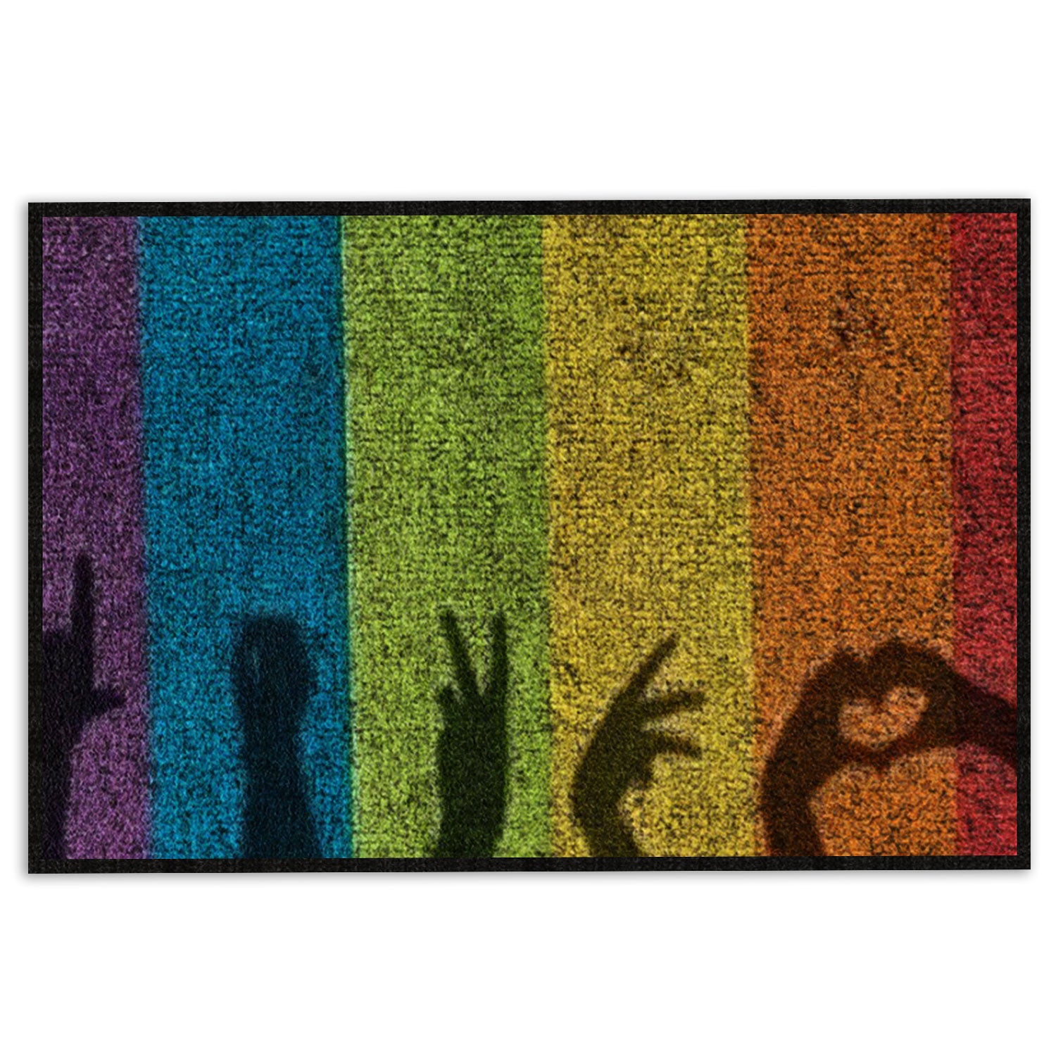 Ohaprints-Doormat-Outdoor-Indoor-Lgbt-Pride-American-Sign-Language-Asl-Support-Lgbtq-Rubber-Door-Mat-1205-18'' x 30''