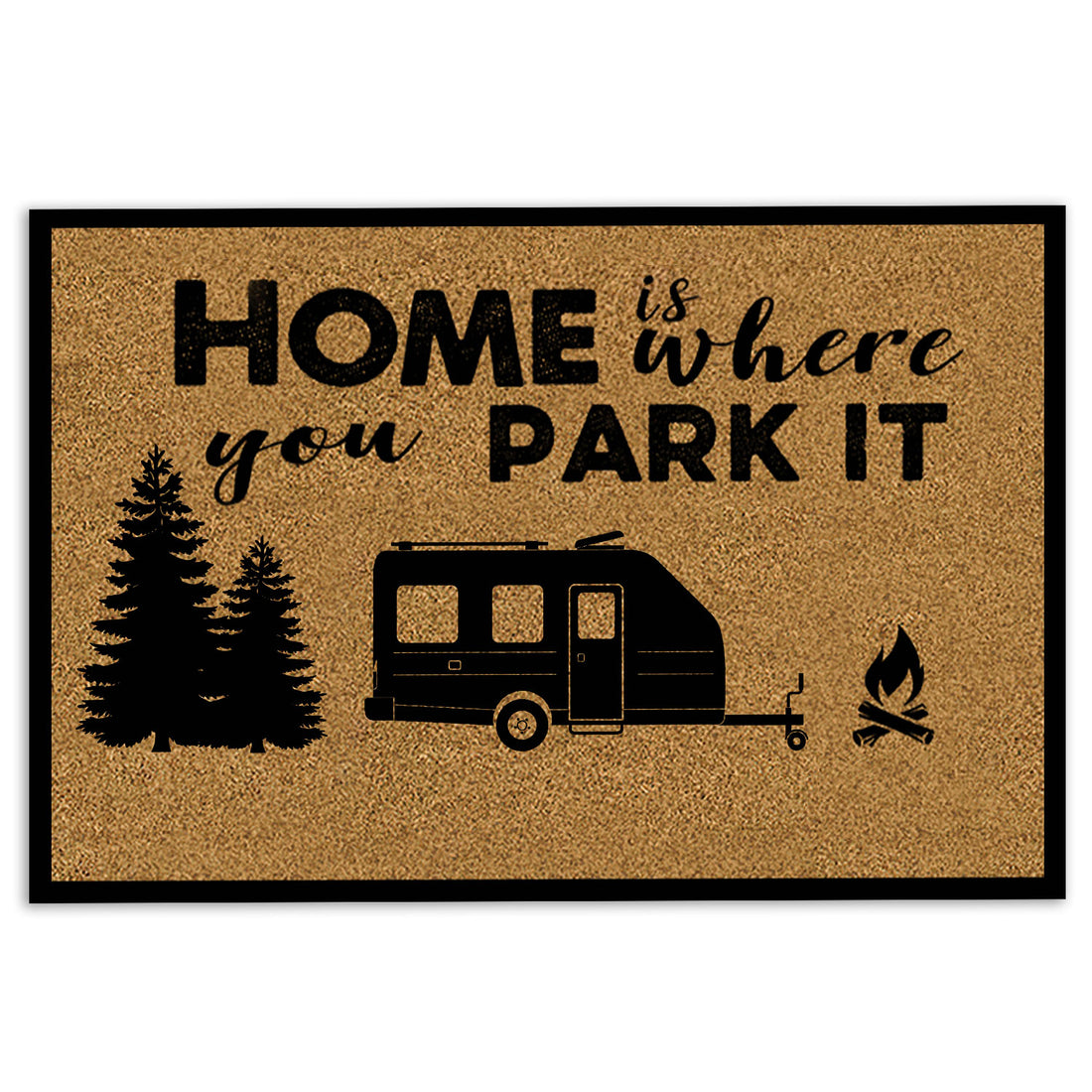 Ohaprints-Doormat-Outdoor-Indoor-Camper-Camping-Rv-Indoor-Outdoor-Home-Is-Where-You-Park-It-Rubber-Door-Mat-442-18'' x 30''