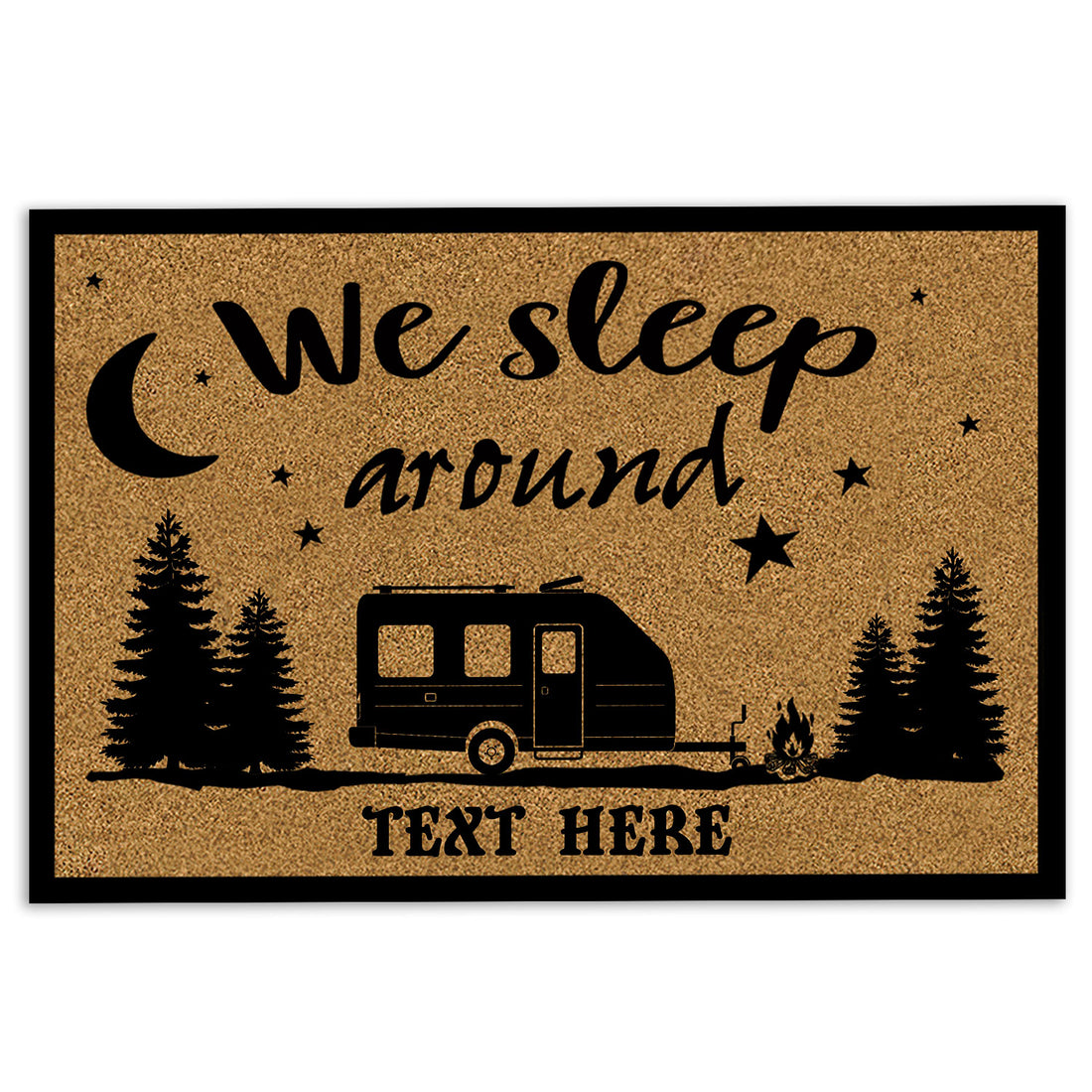 Ohaprints-Doormat-Outdoor-Indoor-Camper-Camping-Rv-We-Sleep-Around-Custom-Personalized-Name-Rubber-Door-Mat-443-18'' x 30''