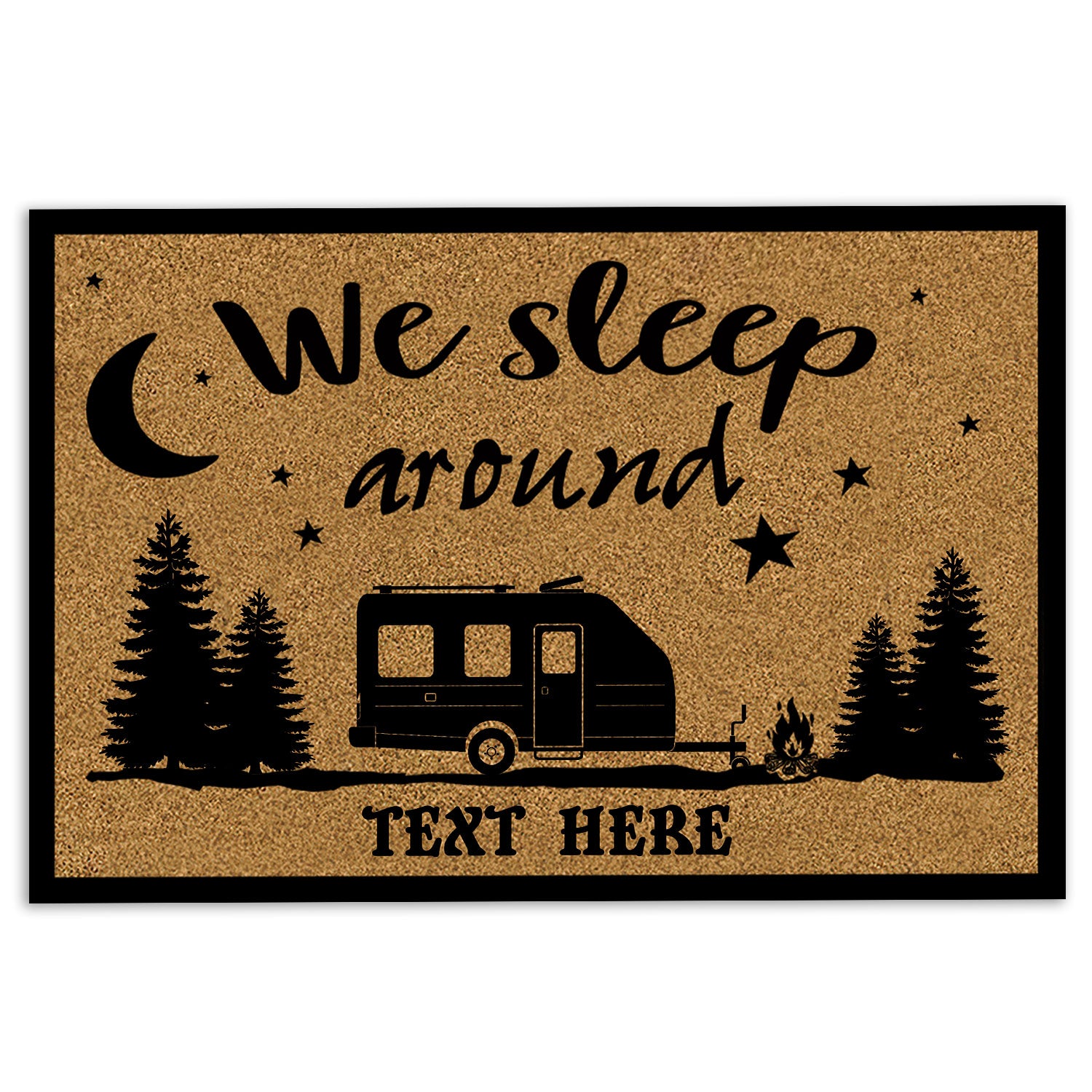 Ohaprints-Doormat-Outdoor-Indoor-Camper-Camping-Rv-We-Sleep-Around-Custom-Personalized-Name-Rubber-Door-Mat-443-18'' x 30''