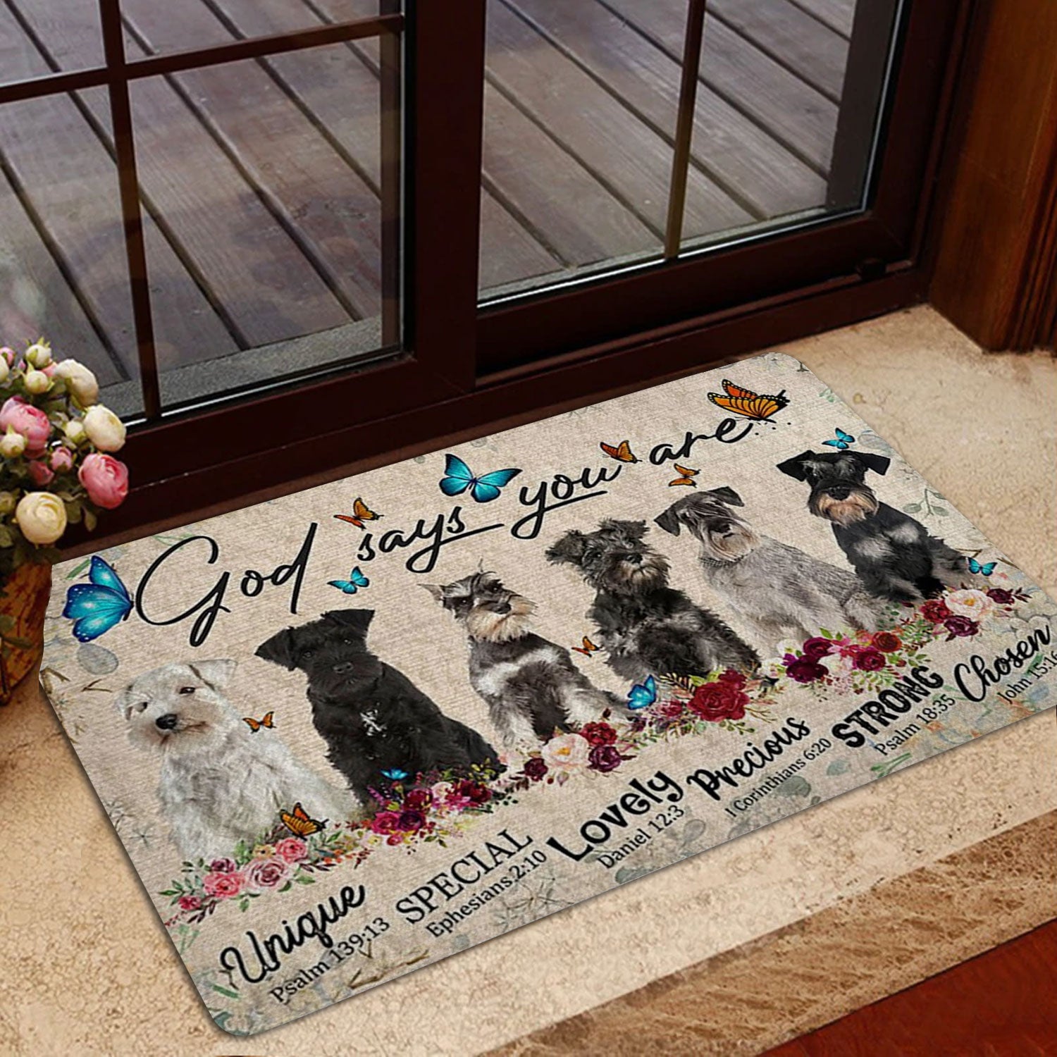 Ohaprints-Doormat-Outdoor-Indoor-Schnauzers-Dog-God-Says-You-Are-Unique-Gifts-For-Dog-Lover-Rubber-Door-Mat-1298-