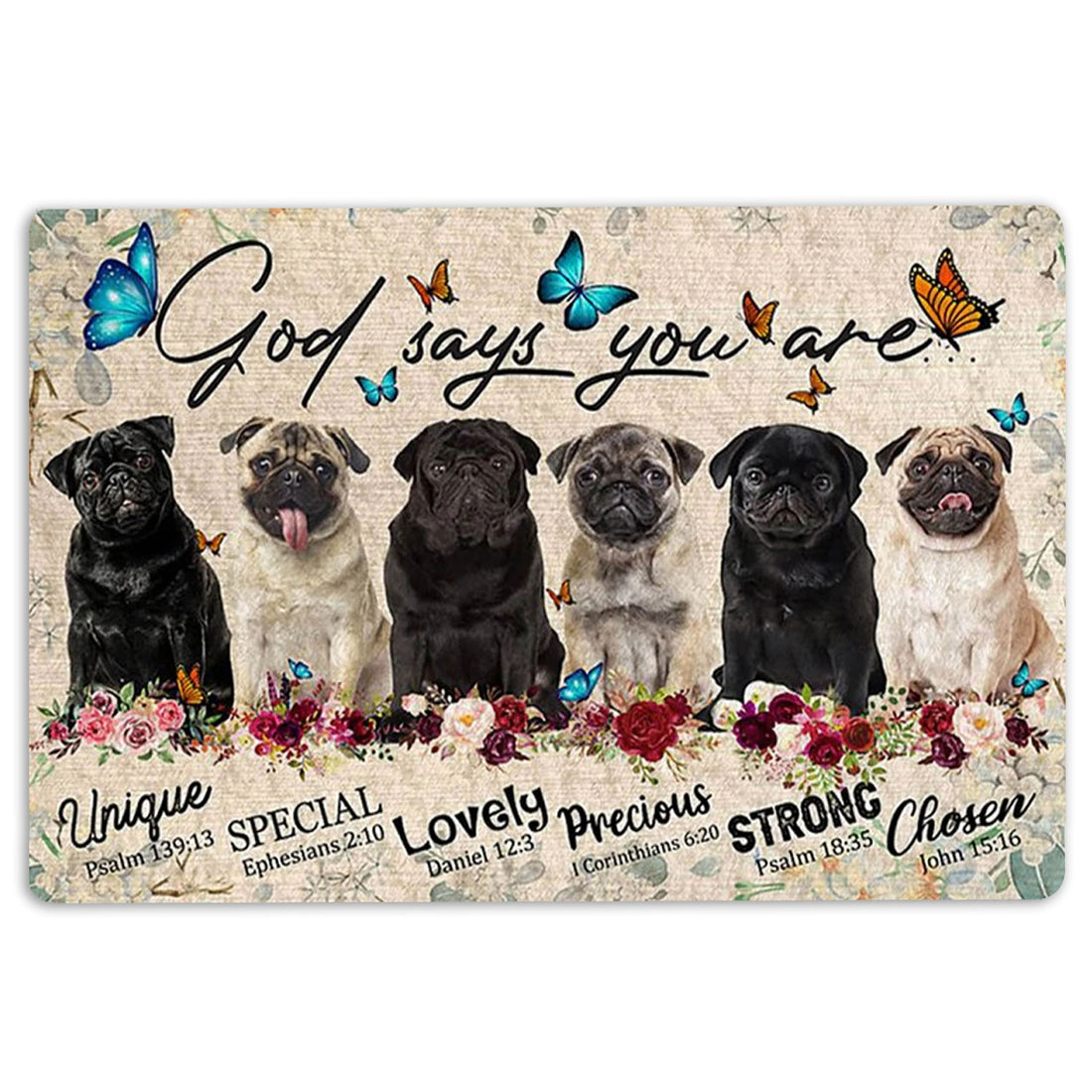 Ohaprints-Doormat-Outdoor-Indoor-Pugs-Dog-God-Says-You-Are-Unique-Gifts-For-Dog-Lover-Rubber-Door-Mat-1299-18'' x 30''