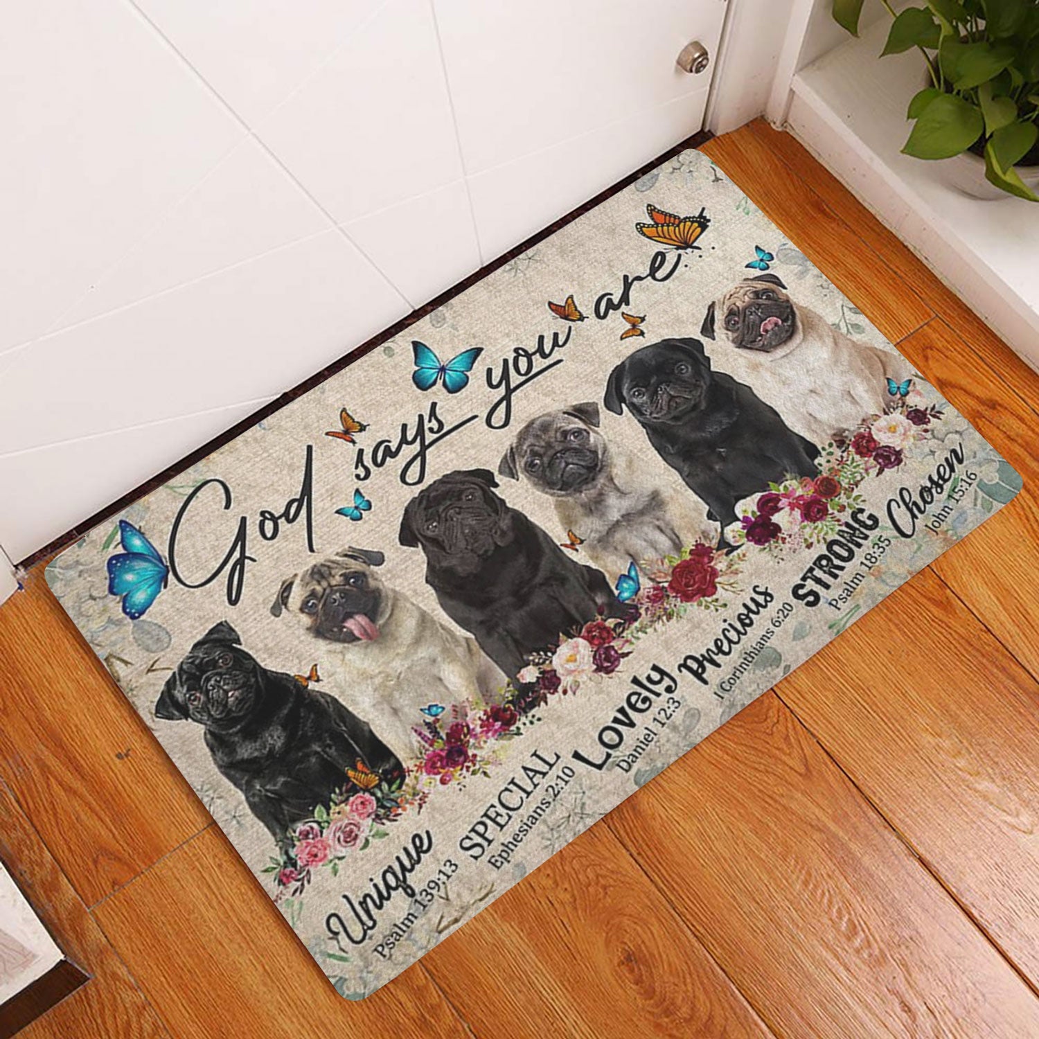 Ohaprints-Doormat-Outdoor-Indoor-Pugs-Dog-God-Says-You-Are-Unique-Gifts-For-Dog-Lover-Rubber-Door-Mat-1299-