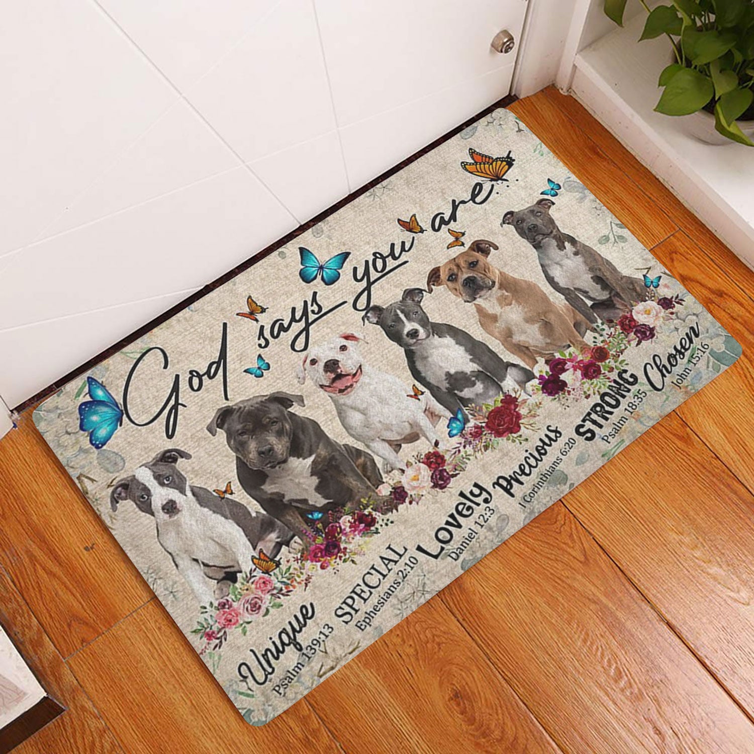 Pitbull Dog v2 Personalized Doormat