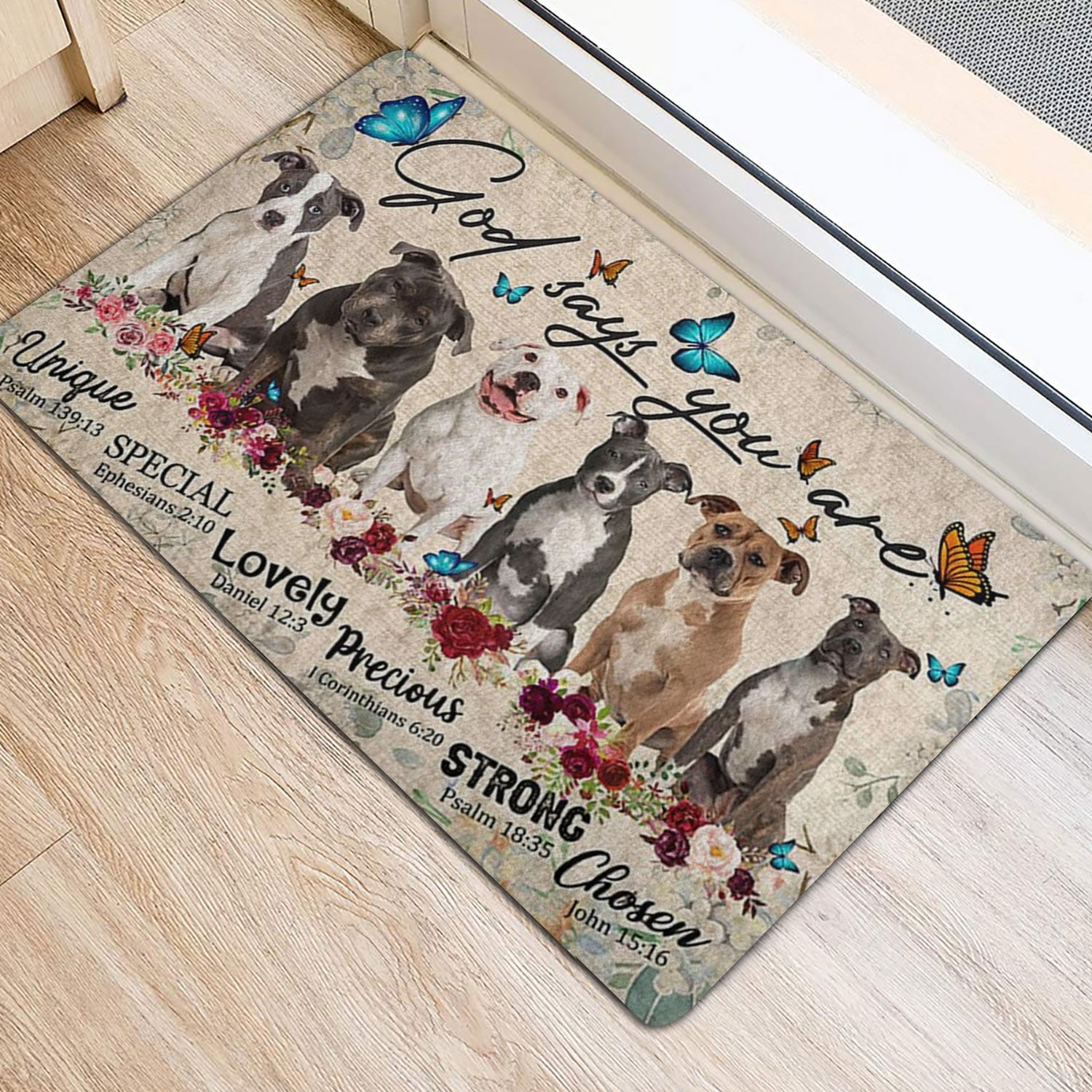 Pitbull Dog v2 Personalized Doormat
