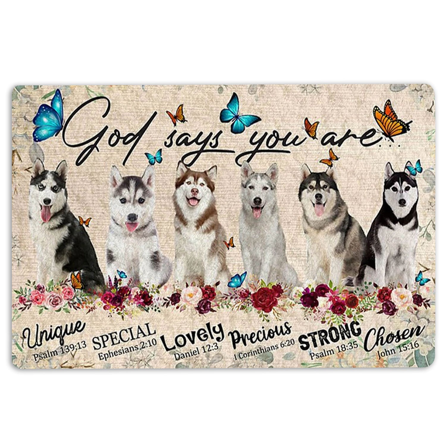 Ohaprints-Doormat-Outdoor-Indoor-Huskies-Dog-God-Says-You-Are-Unique-Gifts-For-Dog-Lover-Rubber-Door-Mat-1302-18'' x 30''