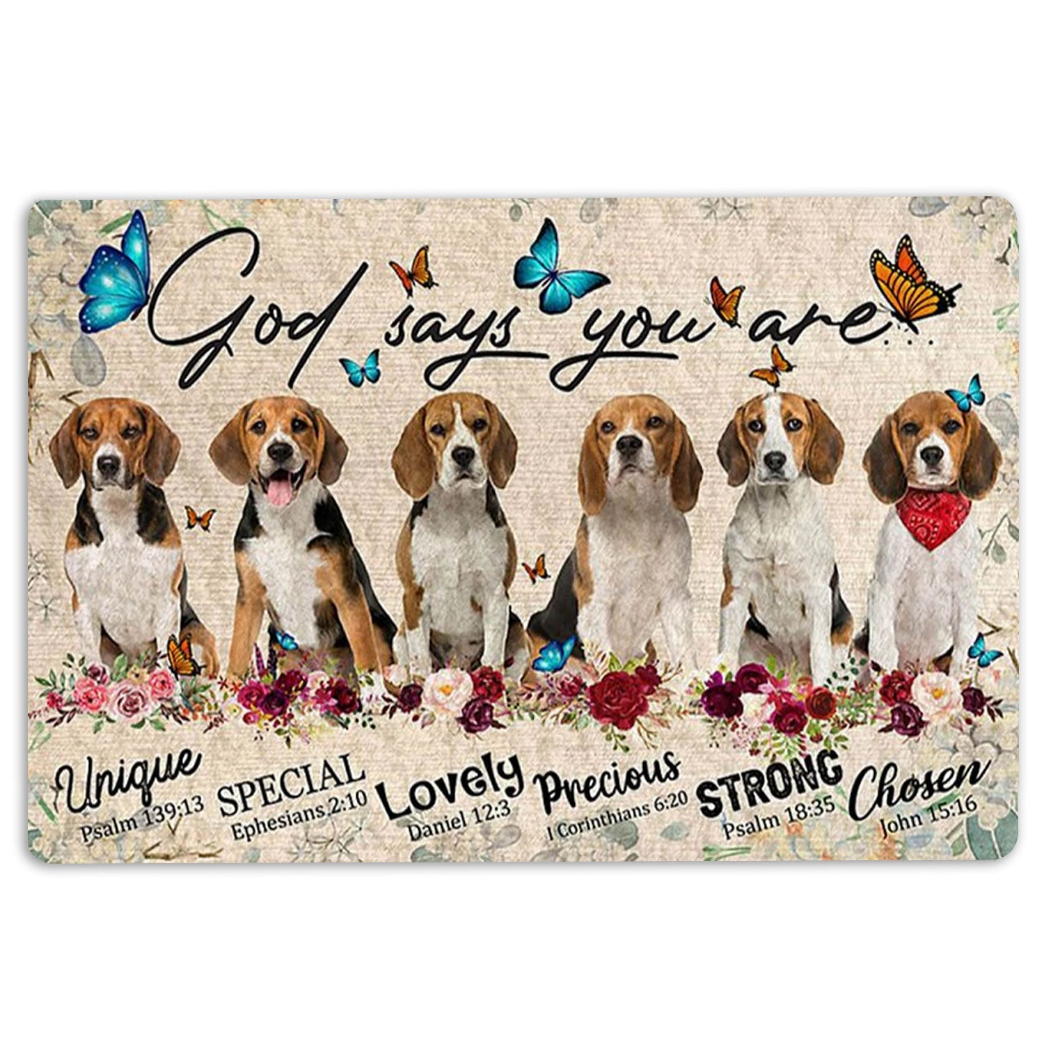 Ohaprints-Doormat-Outdoor-Indoor-Beagles-Dog-God-Says-You-Are-Unique-Gifts-For-Dog-Lover-Rubber-Door-Mat-1309-18'' x 30''