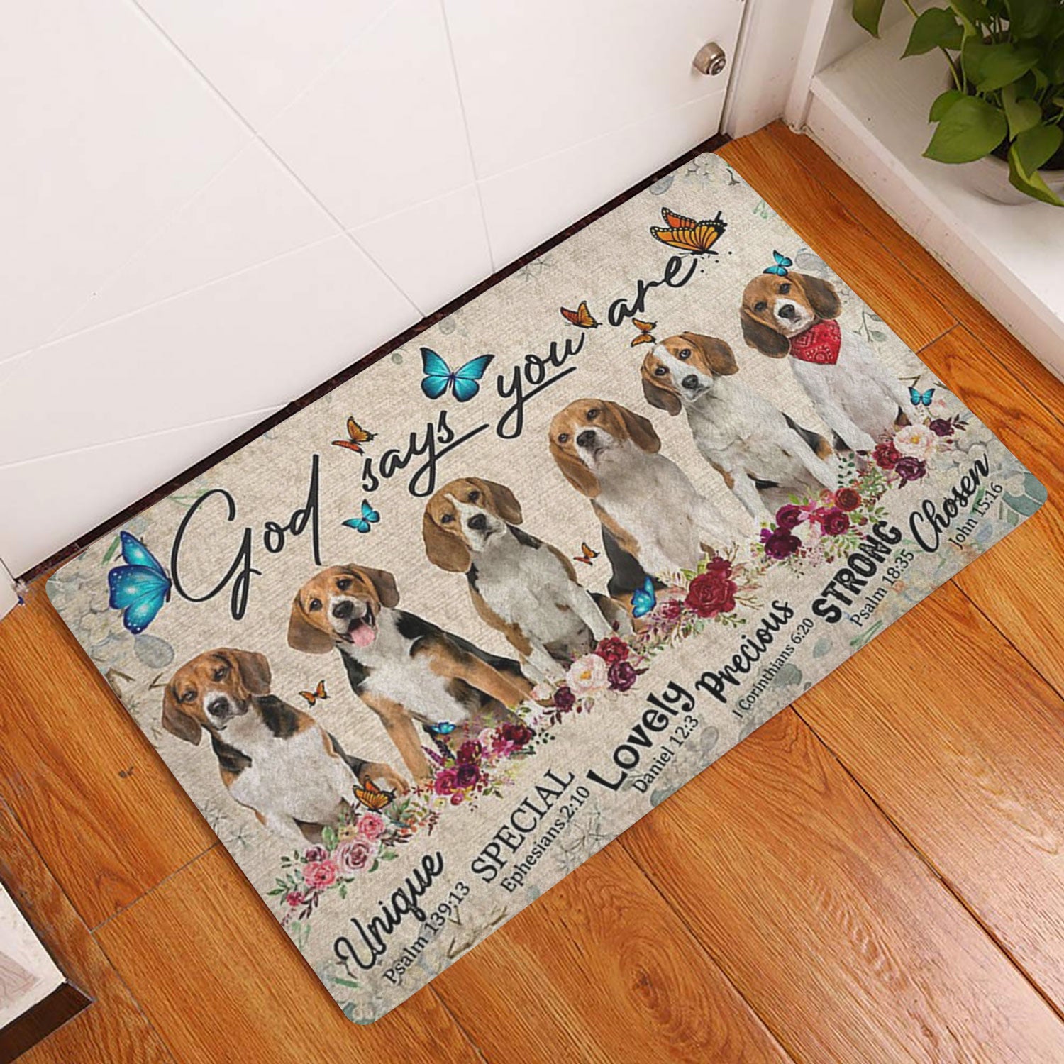 Ohaprints-Doormat-Outdoor-Indoor-Beagles-Dog-God-Says-You-Are-Unique-Gifts-For-Dog-Lover-Rubber-Door-Mat-1309-