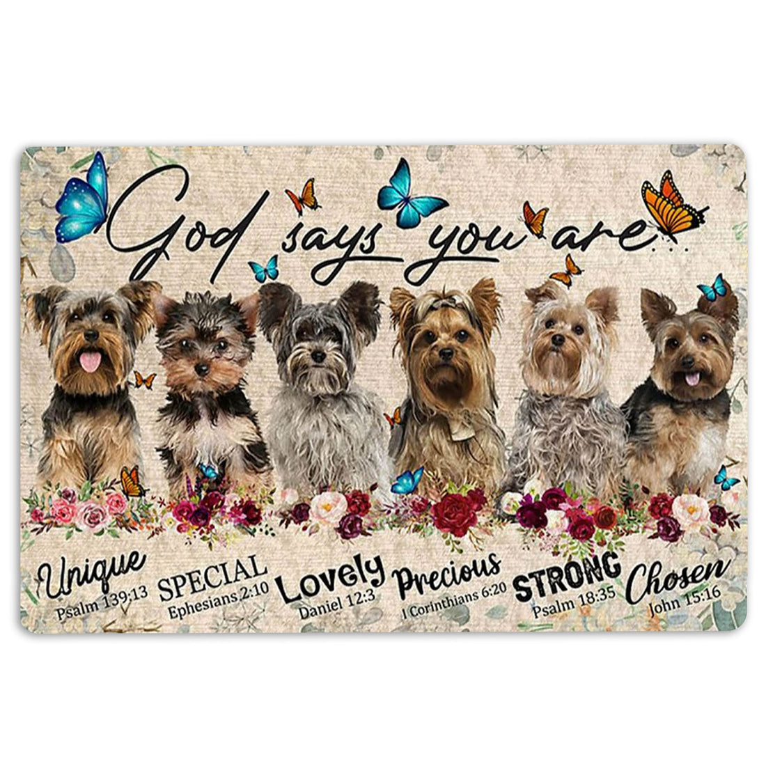 Ohaprints-Doormat-Outdoor-Indoor-Yorkshire-Terriers-God-Says-You-Are-Unique-Gifts-For-Dog-Lover-Rubber-Door-Mat-1310-18'' x 30''