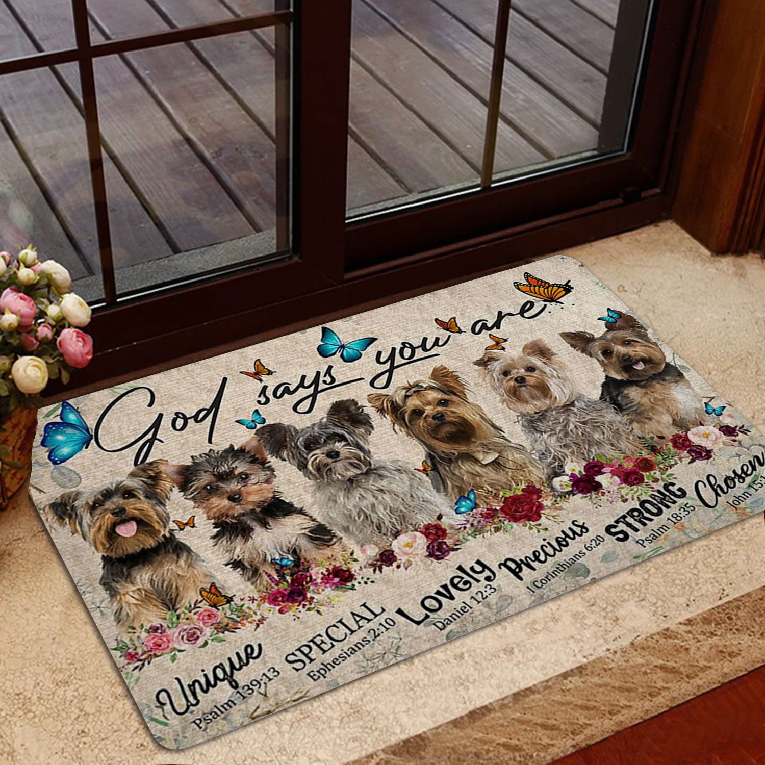 Ohaprints-Doormat-Outdoor-Indoor-Yorkshire-Terriers-God-Says-You-Are-Unique-Gifts-For-Dog-Lover-Rubber-Door-Mat-1310-