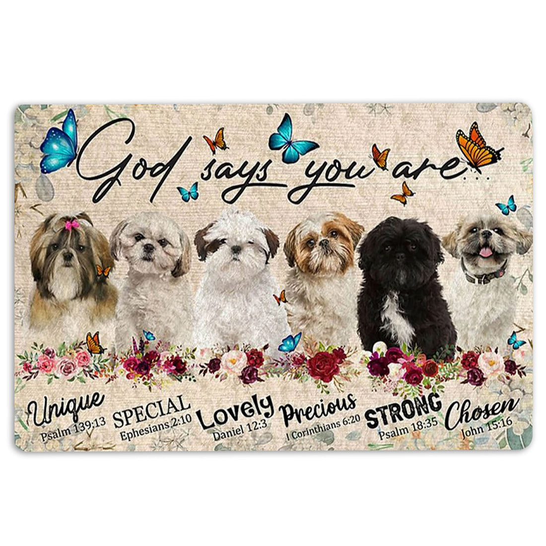 Ohaprints-Doormat-Outdoor-Indoor-Shih-Tzus-Dog-God-Says-You-Are-Unique-Gifts-For-Dog-Lover-Rubber-Door-Mat-1311-18'' x 30''