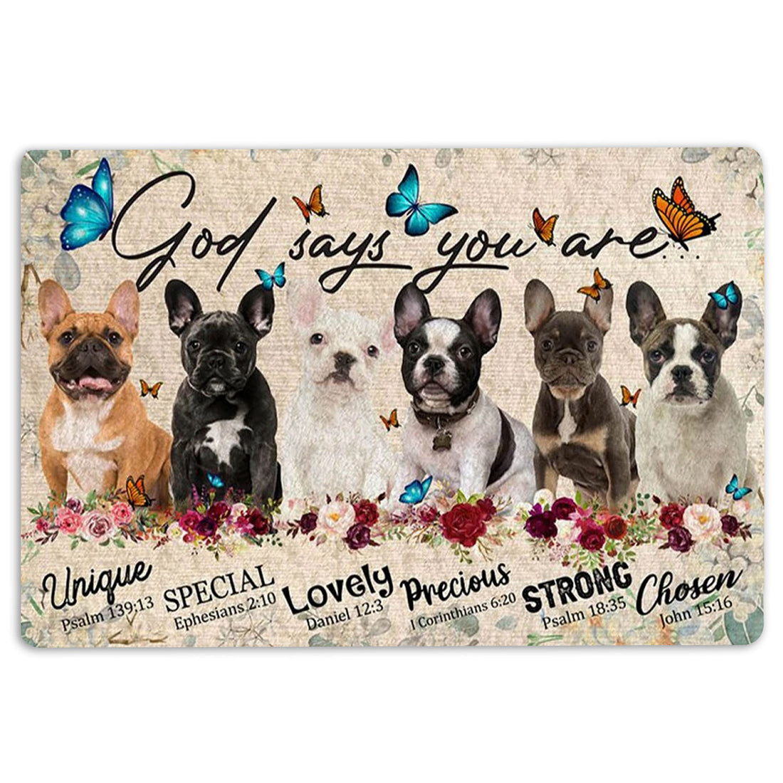 Ohaprints-Doormat-Outdoor-Indoor-French-Bulldogs-Dog-God-Says-You-Are-Unique-Gifts-For-Dog-Lover-Rubber-Door-Mat-1314-18'' x 30''