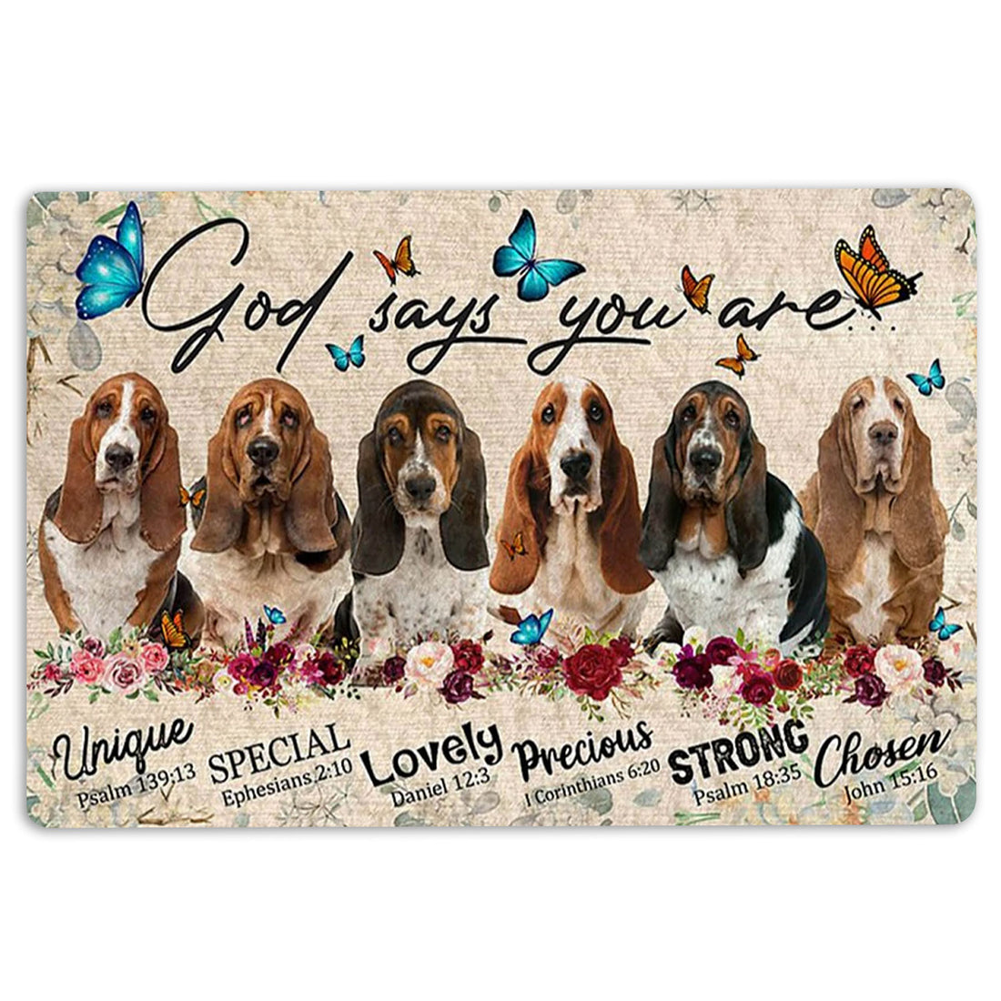 Ohaprints-Doormat-Outdoor-Indoor-Basset-Hounds-Dog-God-Says-You-Are-Unique-Gifts-For-Dog-Lover-Rubber-Door-Mat-1316-18'' x 30''