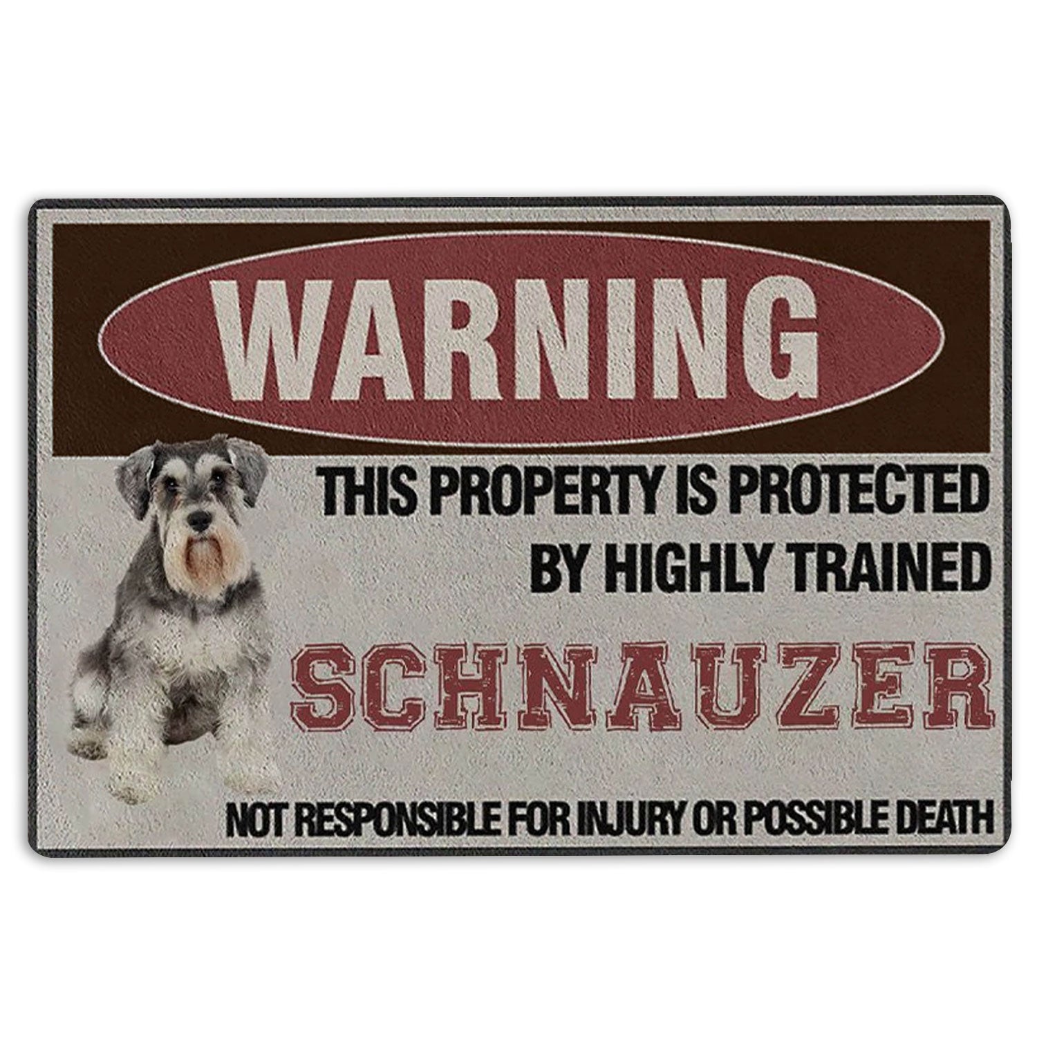Ohaprints-Doormat-Outdoor-Indoor-Warning-This-Property-Is-Protected-By-A-Highly-Trained-Schnauzer-Rubber-Door-Mat-1342-18'' x 30''