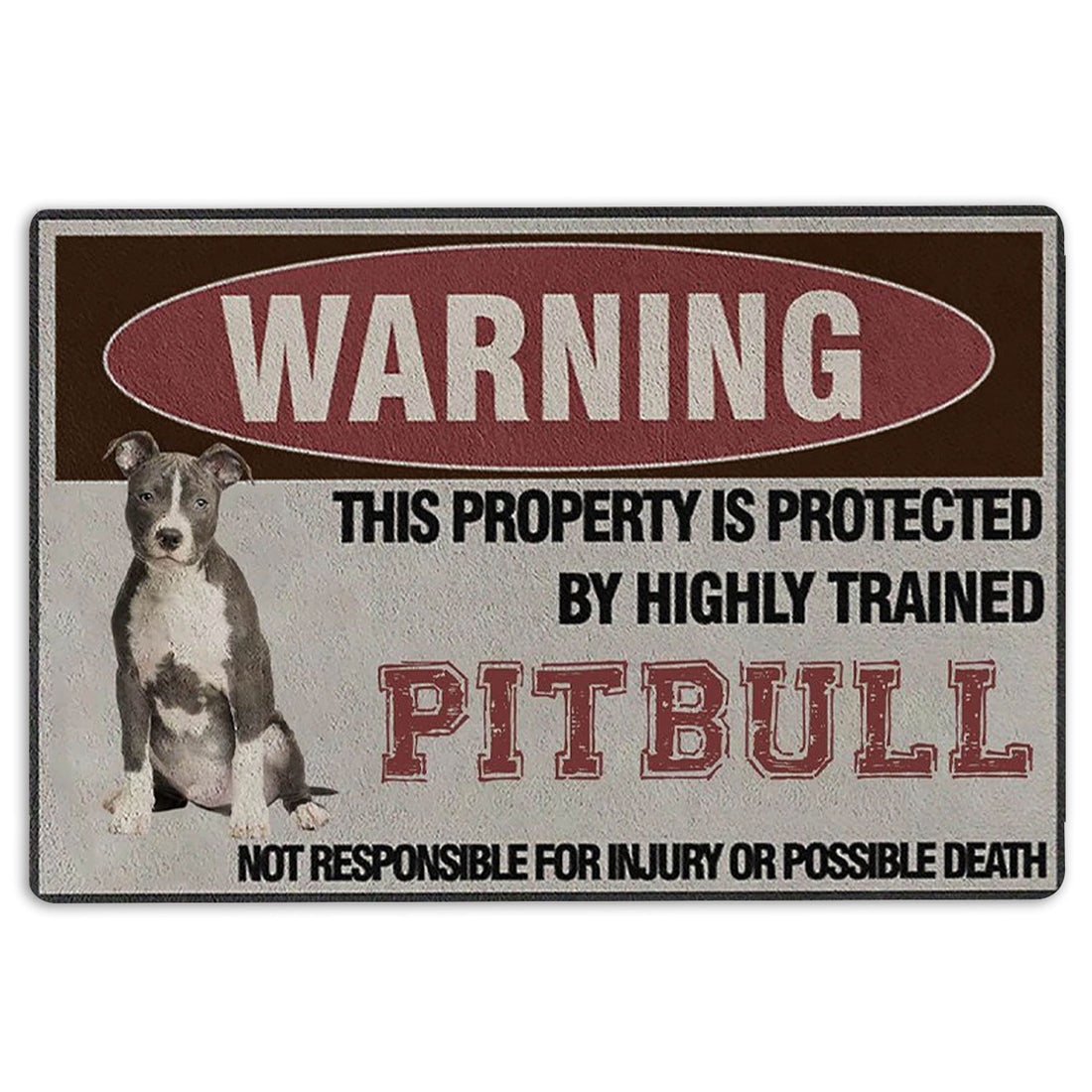 Ohaprints-Doormat-Outdoor-Indoor-Warning-This-Property-Is-Protected-By-A-Highly-Trained-Pitbull-Rubber-Door-Mat-1345-18'' x 30''