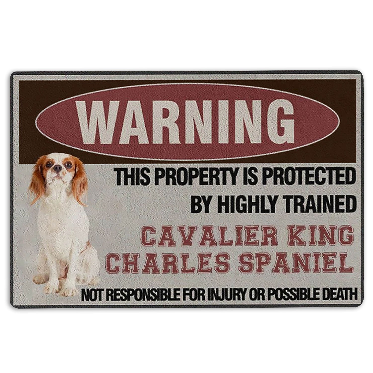 Ohaprints-Doormat-Outdoor-Indoor-This-Property-Is-Protected-By-A-Highly-Trained-Cavalier-King-Rubber-Door-Mat-1348-18'' x 30''