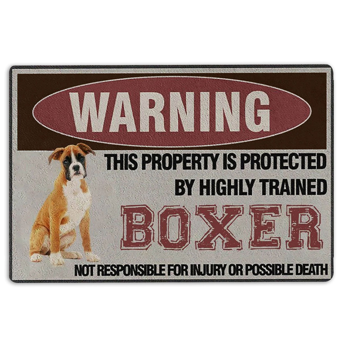 Ohaprints-Doormat-Outdoor-Indoor-Warning-This-Property-Is-Protected-By-A-Highly-Trained-Boxer-Dog-Rubber-Door-Mat-1353-18'' x 30''