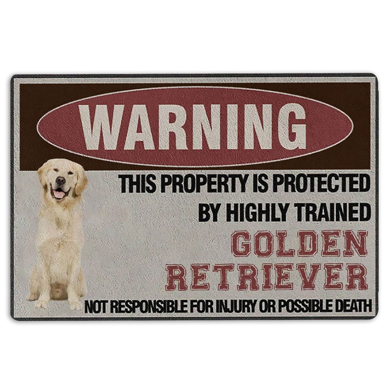 Ohaprints-Doormat-Outdoor-Indoor-This-Property-Is-Protected-By-A-Highly-Trained-Golden-Retriever-Rubber-Door-Mat-1359-18'' x 30''