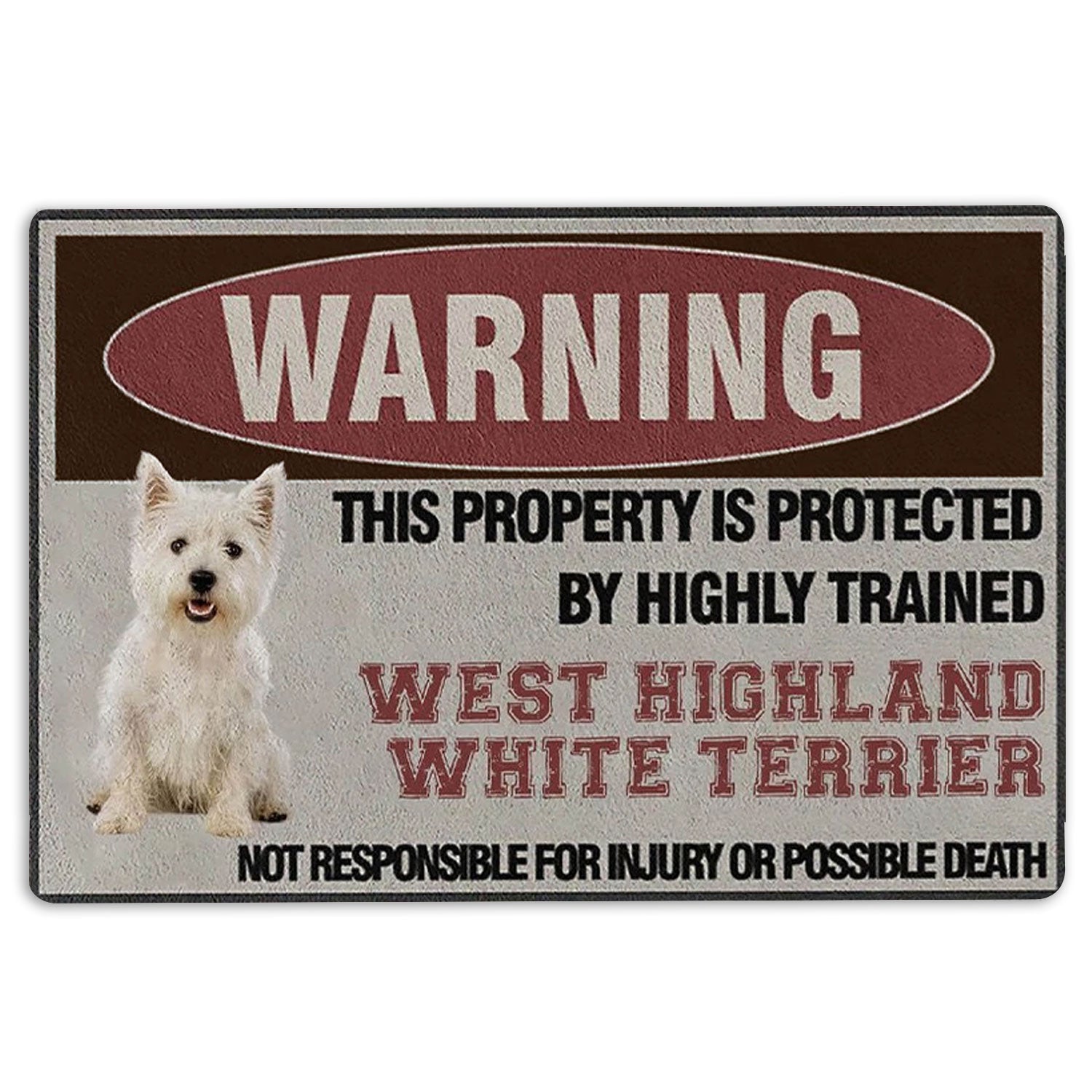 Ohaprints-Doormat-Outdoor-Indoor-This-Property-Is-Protected-By-A-Highly-Trained-West-Highland-Dog-Rubber-Door-Mat-1375-18'' x 30''