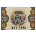 Ohaprints-Doormat-Outdoor-Indoor-Baseball-Bohemian-Mandala-Pattern-Custom-Personalized-Name-Rubber-Door-Mat-593-18'' x 30''