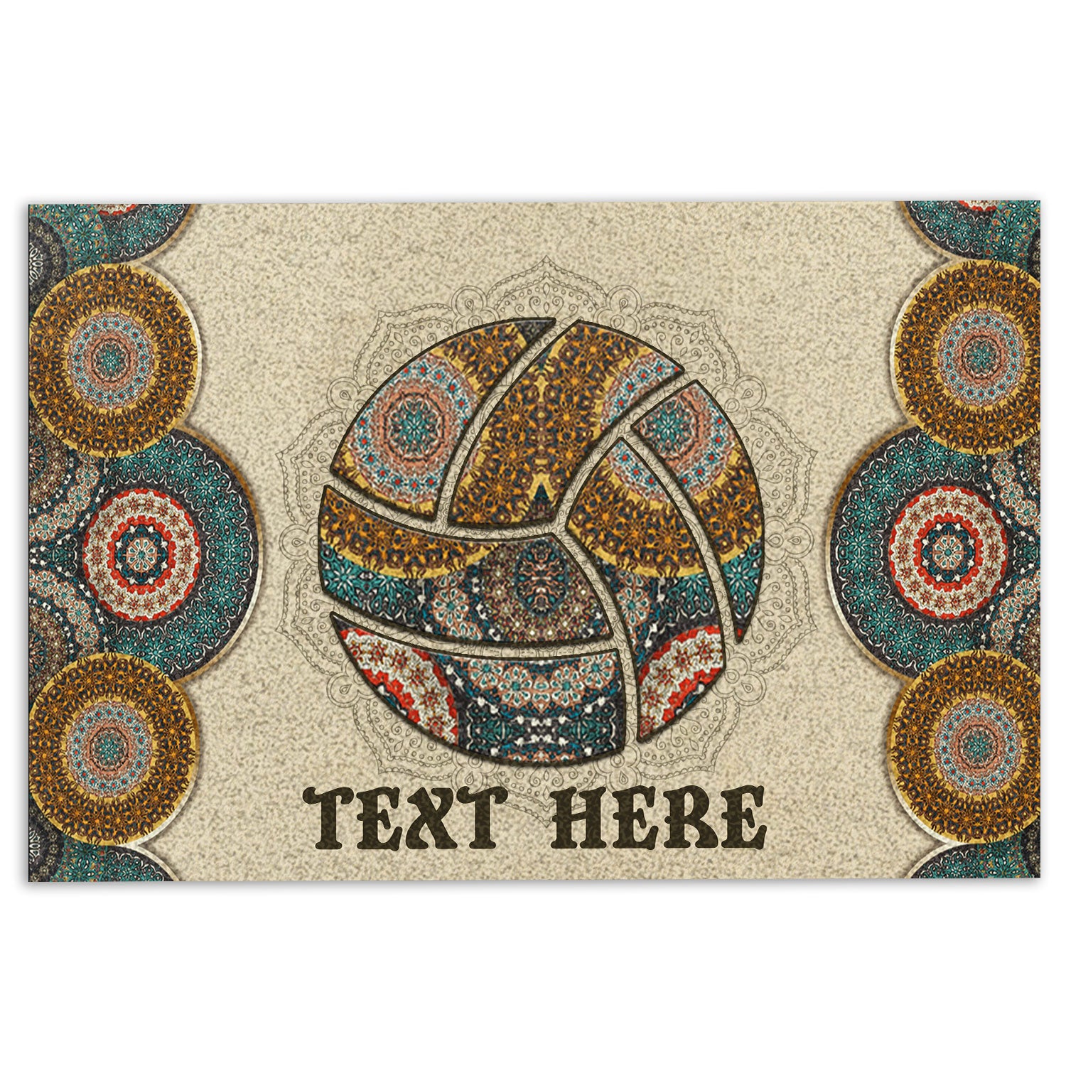 Ohaprints-Doormat-Outdoor-Indoor-Volleyball-Bohemian-Mandala-Pattern-Custom-Personalized-Name-Rubber-Door-Mat-595-18'' x 30''