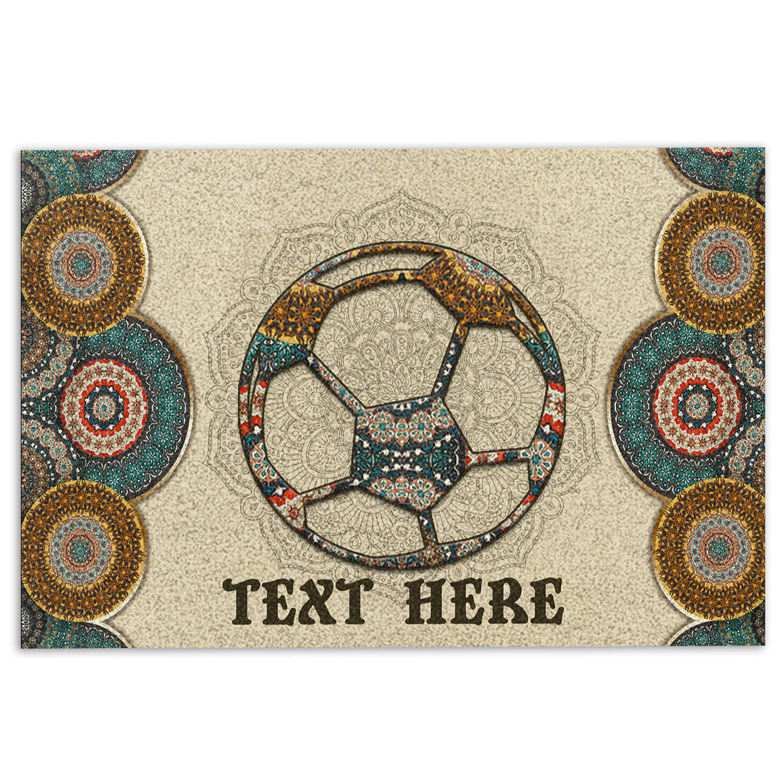 Ohaprints-Doormat-Outdoor-Indoor-Soccer-Bohemian-Mandala-Pattern-Custom-Personalized-Name-Rubber-Door-Mat-597-18'' x 30''