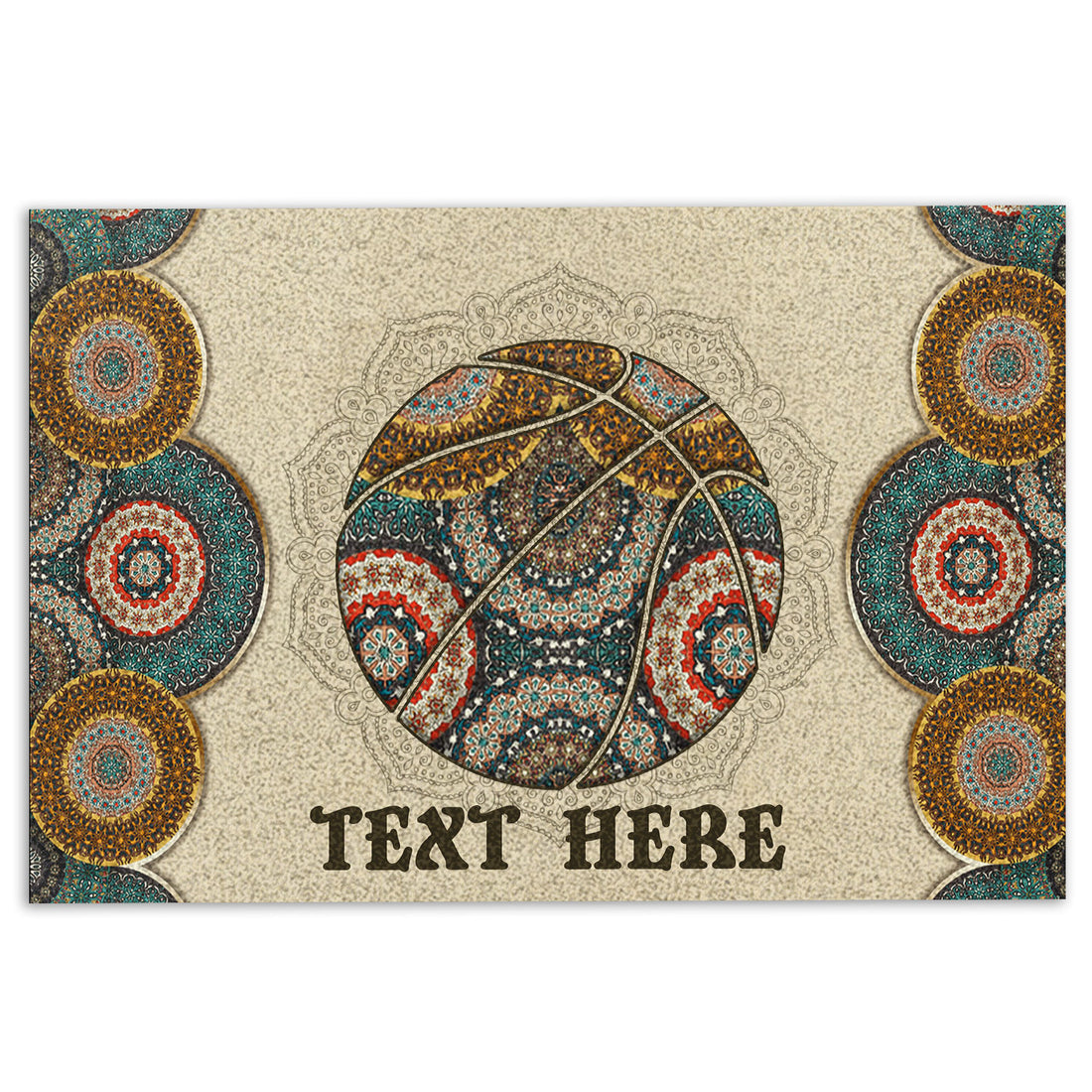 Ohaprints-Doormat-Outdoor-Indoor-Basketball-Bohemian-Mandala-Pattern-Custom-Personalized-Name-Rubber-Door-Mat-598-18'' x 30''