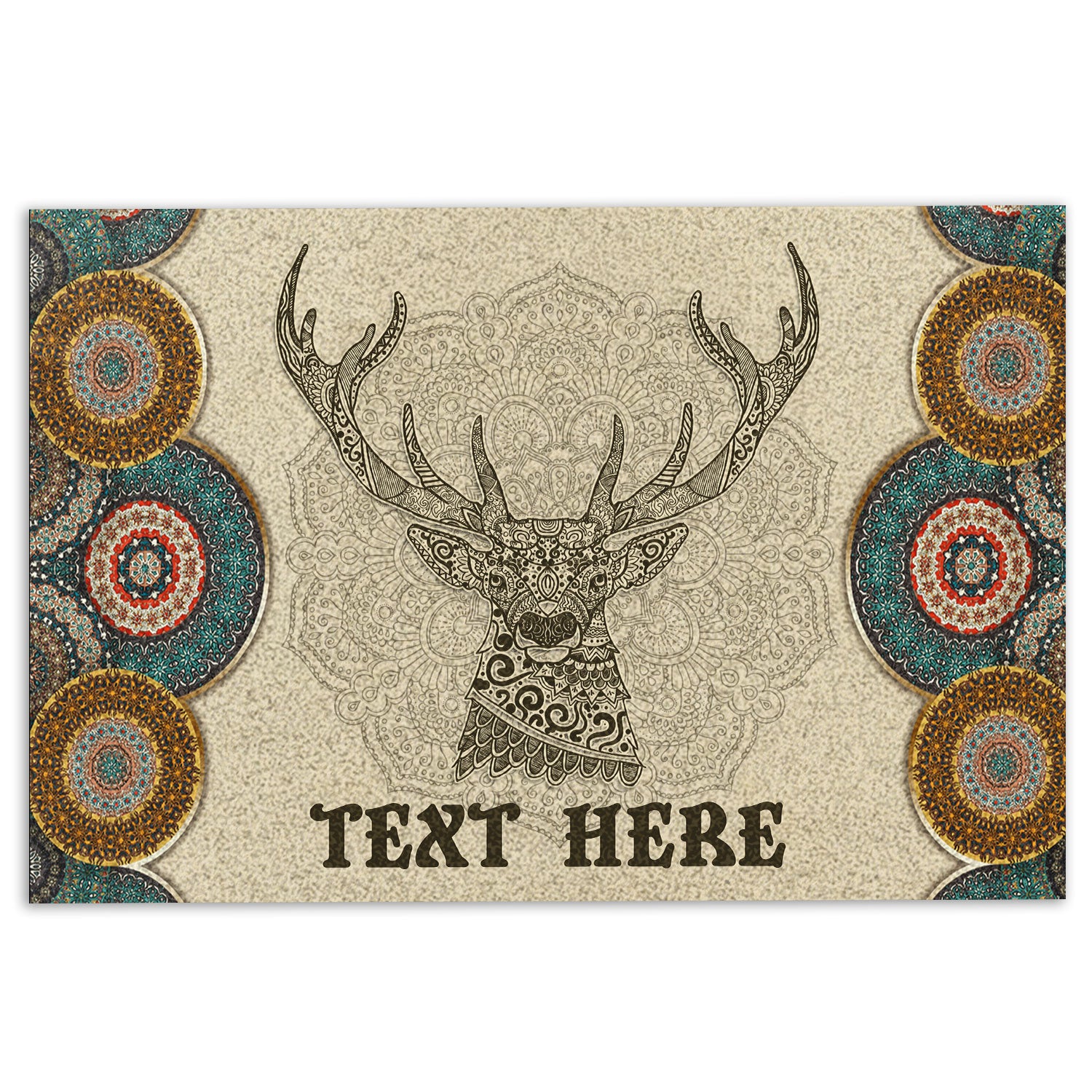 Ohaprints-Doormat-Outdoor-Indoor-Deer-Hunter-Hunting-Bohemian-Mandala-Custom-Personalized-Name-Rubber-Door-Mat-606-18'' x 30''