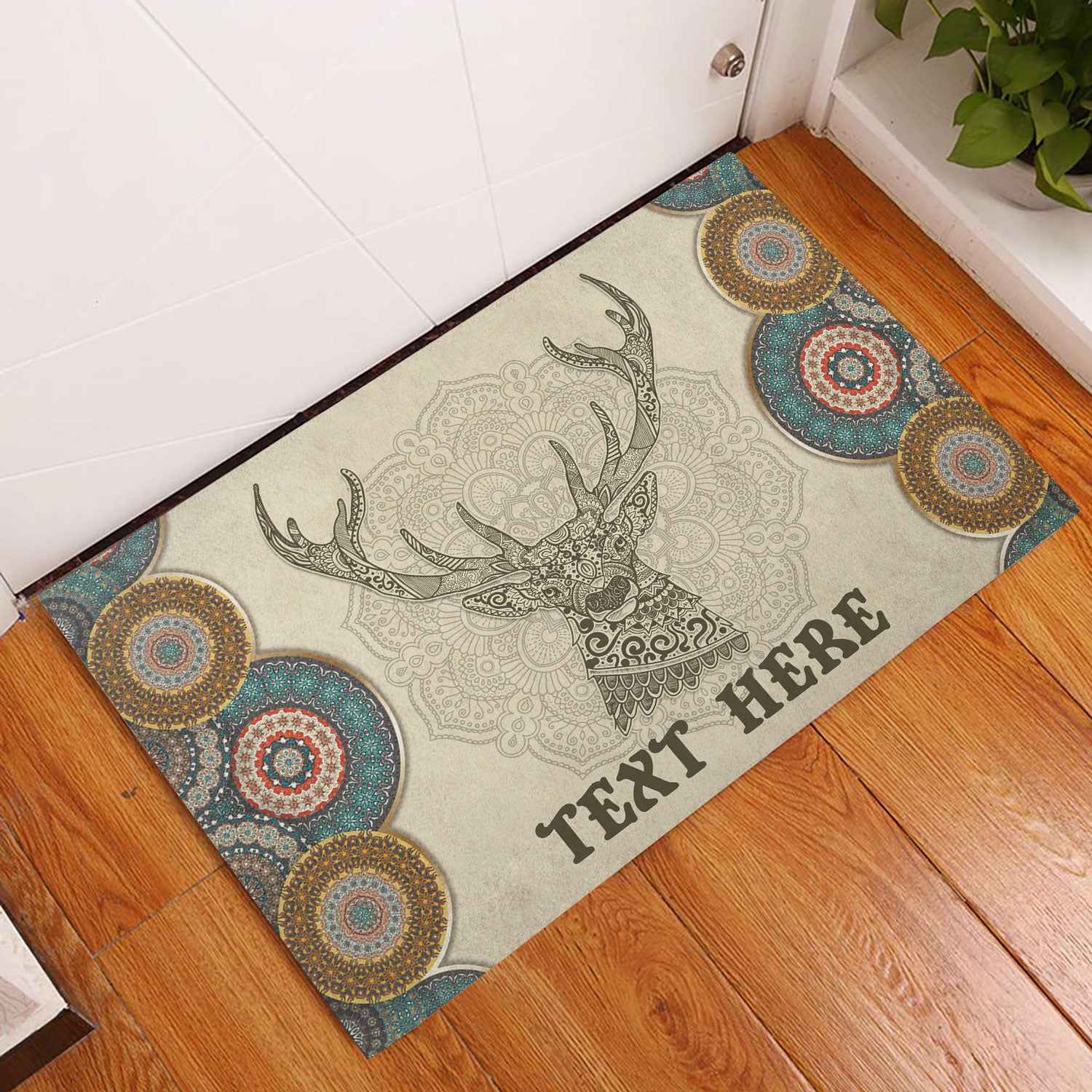 Ohaprints-Doormat-Outdoor-Indoor-Deer-Hunter-Hunting-Bohemian-Mandala-Custom-Personalized-Name-Rubber-Door-Mat-606-