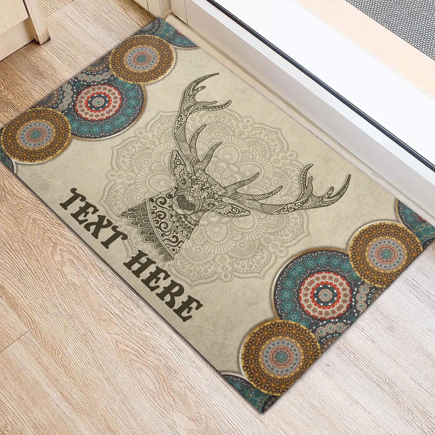 Ohaprints-Doormat-Outdoor-Indoor-Deer-Hunter-Hunting-Bohemian-Mandala-Custom-Personalized-Name-Rubber-Door-Mat-606-