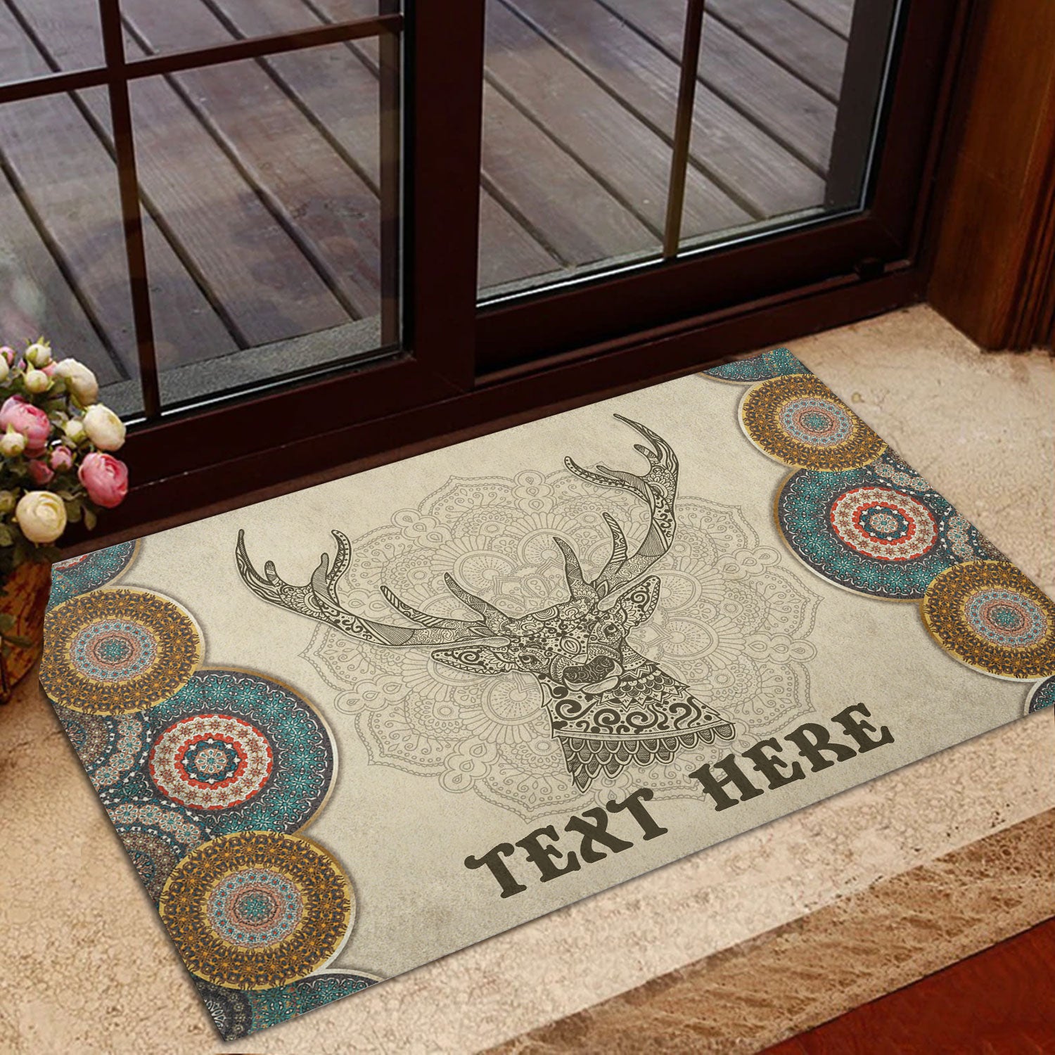 Ohaprints-Doormat-Outdoor-Indoor-Deer-Hunter-Hunting-Bohemian-Mandala-Custom-Personalized-Name-Rubber-Door-Mat-606-