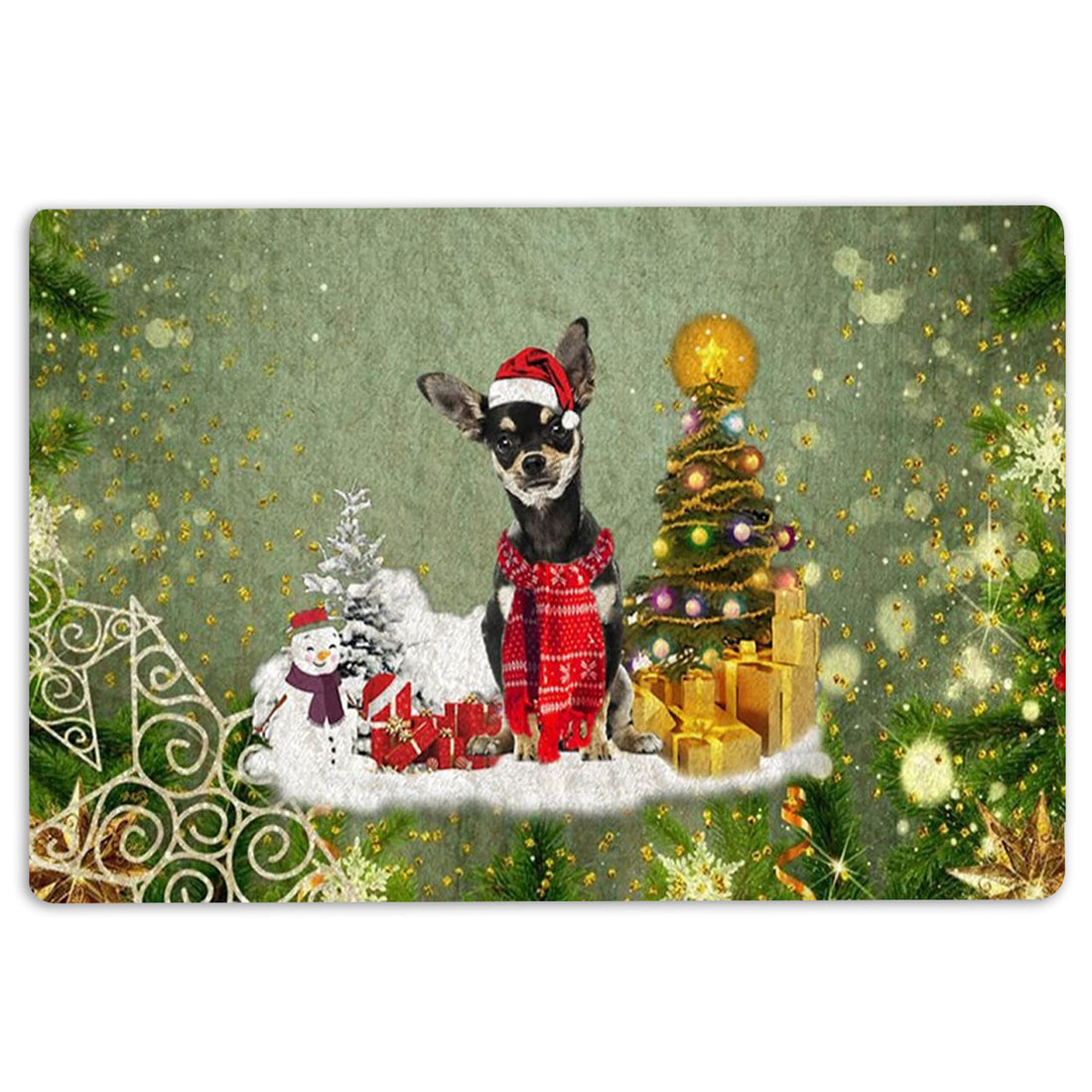 Ohaprints-Doormat-Outdoor-Indoor-Chihuahua-Merry-Christmas-Snow-Christmas-Tree-Xmas-Holidays-Rubber-Door-Mat-1431-18'' x 30''