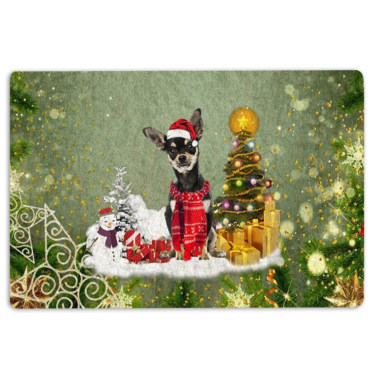 Ohaprints-Doormat-Outdoor-Indoor-Chihuahua-Merry-Christmas-Snow-Christmas-Tree-Xmas-Holidays-Rubber-Door-Mat-1431-18'' x 30''