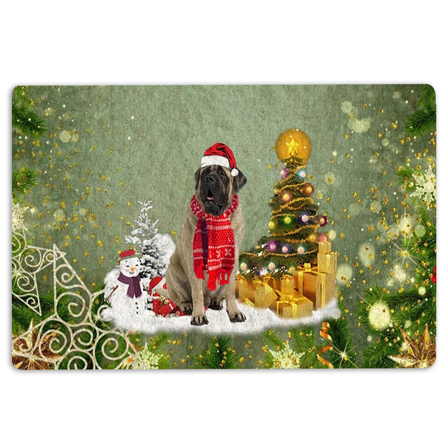 Ohaprints-Doormat-Outdoor-Indoor-English-Mastiff-Merry-Christmas-Snow-Christmas-Tree-Xmas-Holiday-Rubber-Door-Mat-1438-18'' x 30''