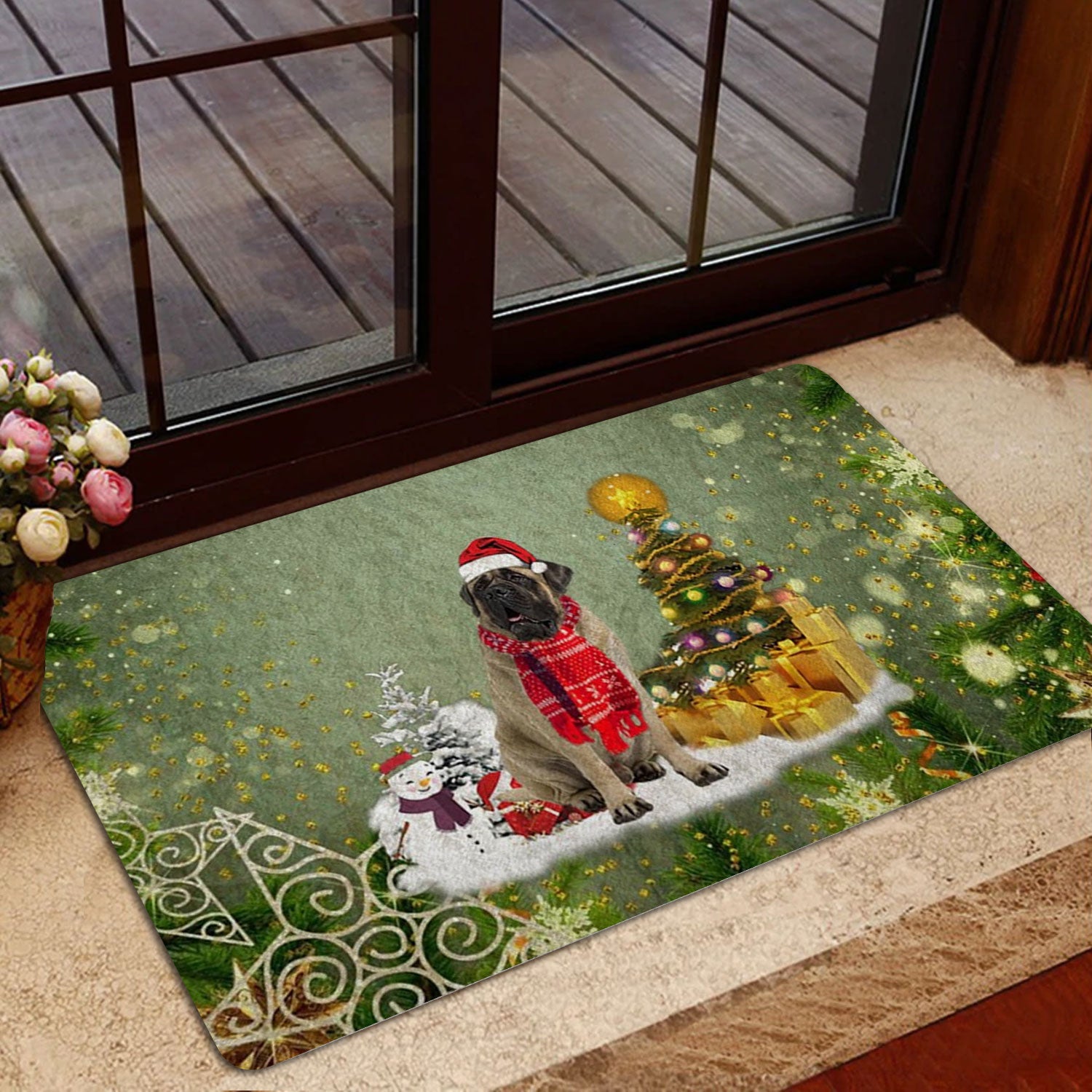 Ohaprints-Doormat-Outdoor-Indoor-English-Mastiff-Merry-Christmas-Snow-Christmas-Tree-Xmas-Holiday-Rubber-Door-Mat-1438-