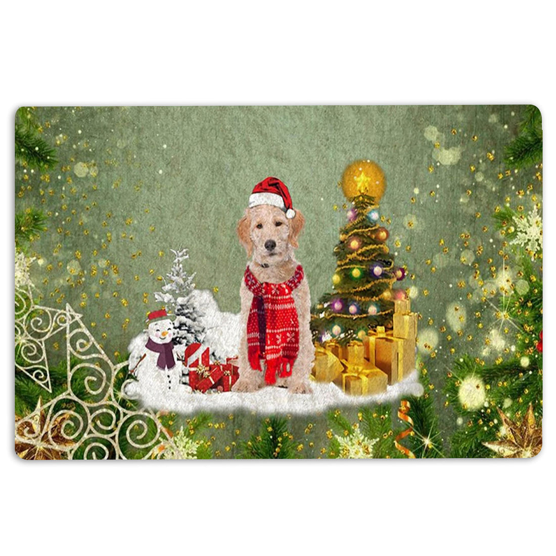 Ohaprints-Doormat-Outdoor-Indoor-Labradoodle-Dog-Merry-Christmas-Snow-Christmas-Tree-Xmas-Holiday-Rubber-Door-Mat-1440-18'' x 30''