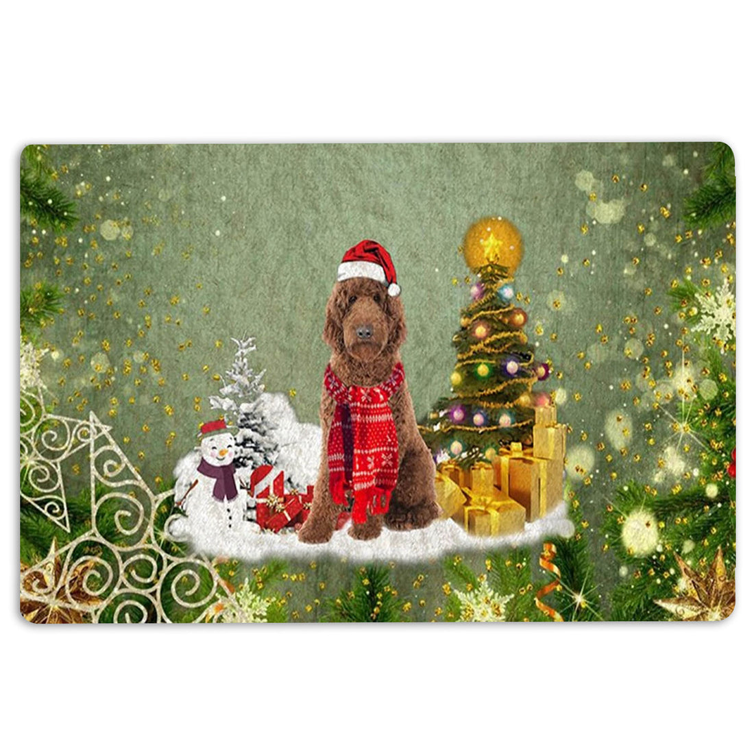 Ohaprints-Doormat-Outdoor-Indoor-Goldendoodle-Merry-Christmas-Snow-Christmas-Tree-Xmas-Holidays-Rubber-Door-Mat-1442-18'' x 30''