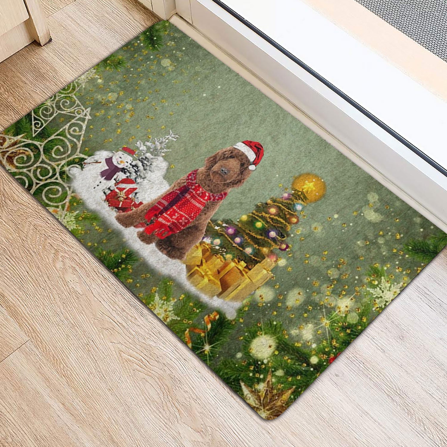 Ohaprints-Doormat-Outdoor-Indoor-Goldendoodle-Merry-Christmas-Snow-Christmas-Tree-Xmas-Holidays-Rubber-Door-Mat-1442-