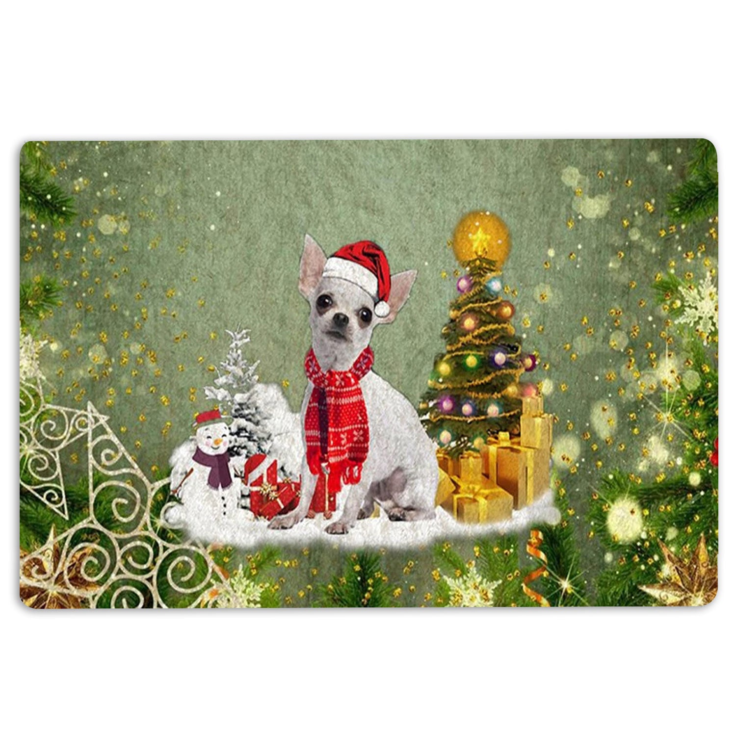 Ohaprints-Doormat-Outdoor-Indoor-Chihuahua-Dog-Merry-Christmas-Snow-Christmas-Tree-Xmas-Holidays-Rubber-Door-Mat-1445-18'' x 30''