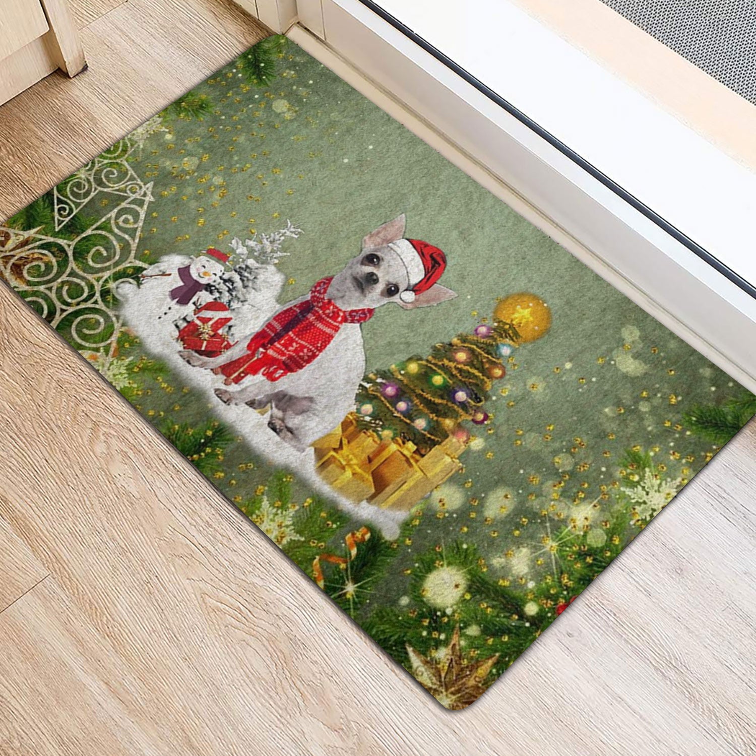 Ohaprints-Doormat-Outdoor-Indoor-Chihuahua-Dog-Merry-Christmas-Snow-Christmas-Tree-Xmas-Holidays-Rubber-Door-Mat-1445-